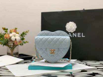 ChanelMini Heart Bag Grey For Women 7in/18cm AS3191 B07958