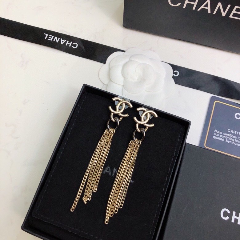 CC CC DROP GOLD EARRINGS