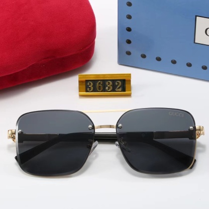 GG SQUARE GRADIENT VINTAGE GOLD METAL SUNGLASSES BLACK
