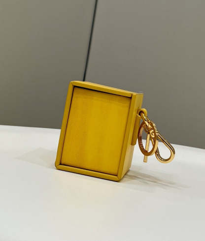 FI Logo Box Keychain Yellow Charm Bag For Woman 8cm/3in