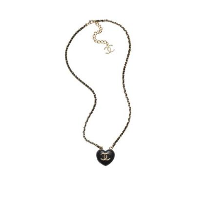 CC LAMBSKIN AND GOLD METAL NECKLACE  AB9463 B09327 NK812