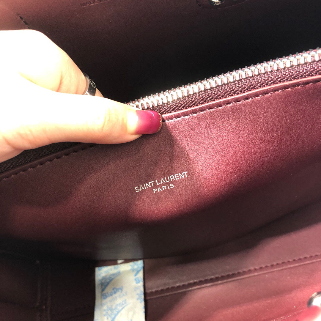 YSSL Sac De Jour Baby In Shiny Burgundy For Women 10.2in/26cm YSL