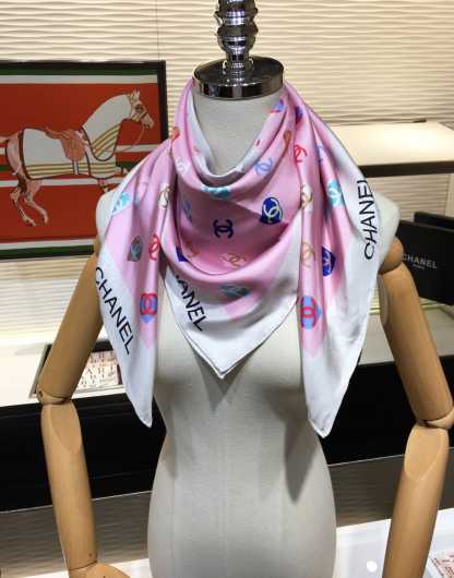 CC CC HEARTS LETTER MONOGRAM LOGO BOW PRINT SCARF PINK