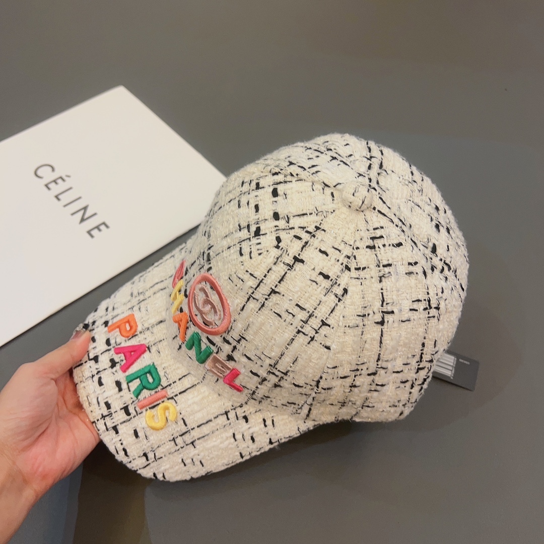 CC FANTASY TWEED MULTICOLOR LOGO BASEBALL CAP HAT WHITE