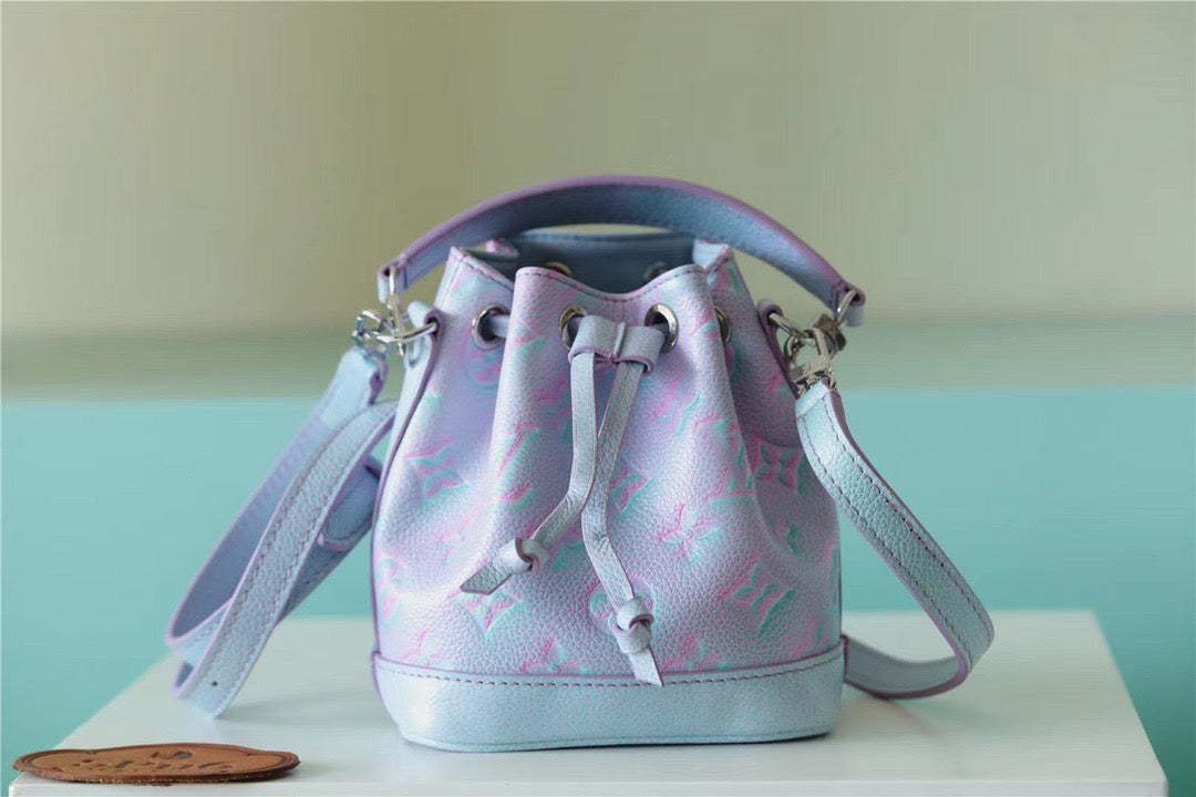 LV Nano Noe Monogram Empreinte Light Blue For Women,  Shoulder And Crossbody Bags 6.3in/16cm LV M81463