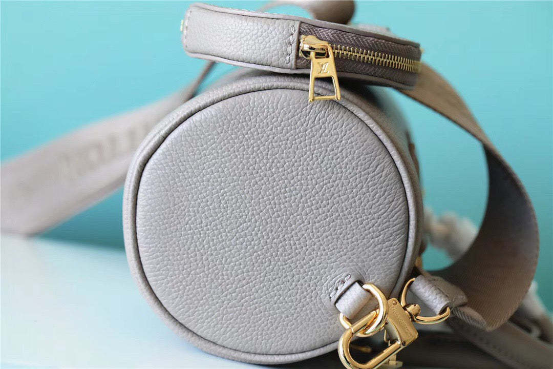 LV Papillon BB Monogram Empreinte Tourterelle / Creme Beige For Women, Women’s Handbags, Shoulder Bags And Crossbody Bags 7.9in/20cm LV M46031