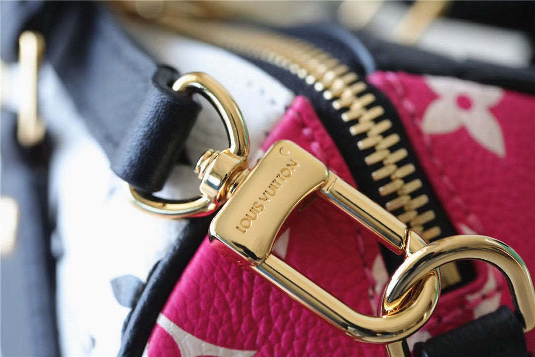LV Speedy Bandouliere 20 Monogram Empreinte Black / White / Pink For Women,  Shoulder And Crossbody Bags 20.5cm/8.1in LV M46088