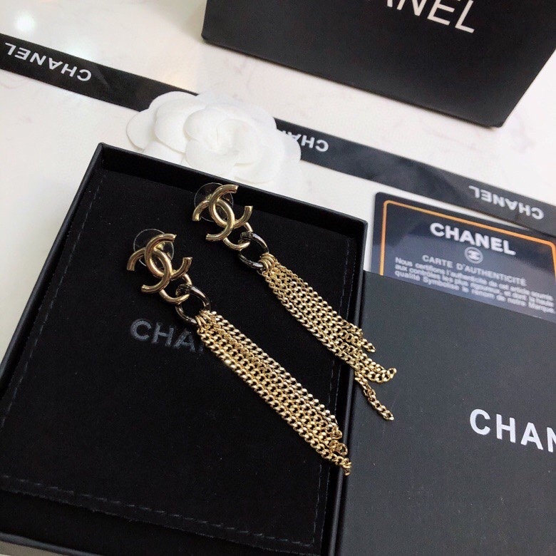 CC CC DROP GOLD EARRINGS