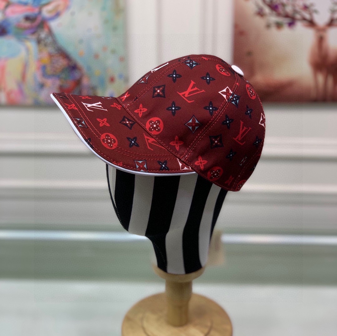 LV MONOGRAM PATTERN CAP RED