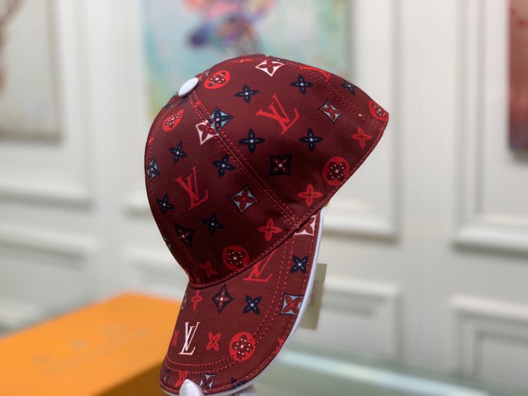 LV MONOGRAM PATTERN CAP RED