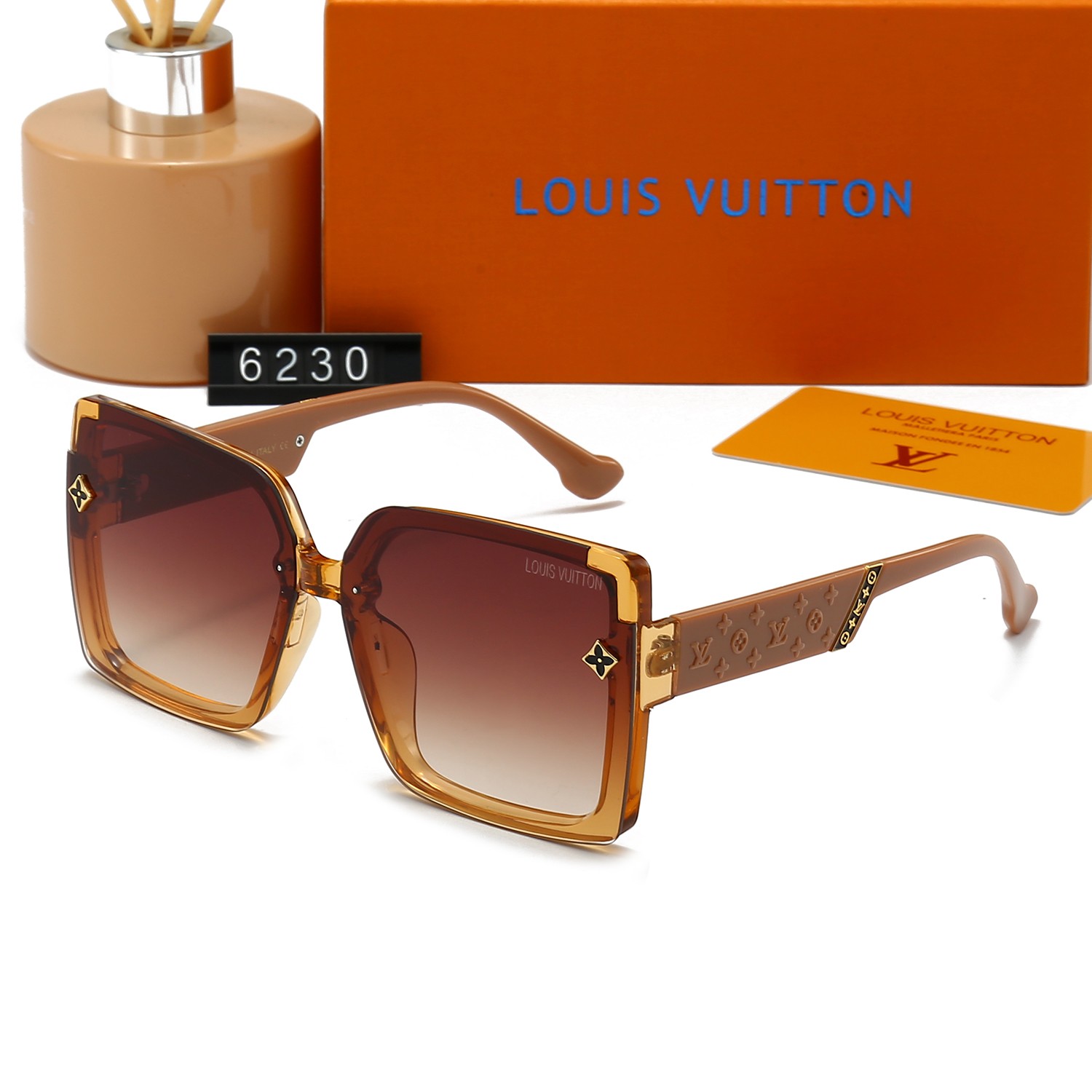 LV MONOGRAM SQUARE GLASSES BROWN