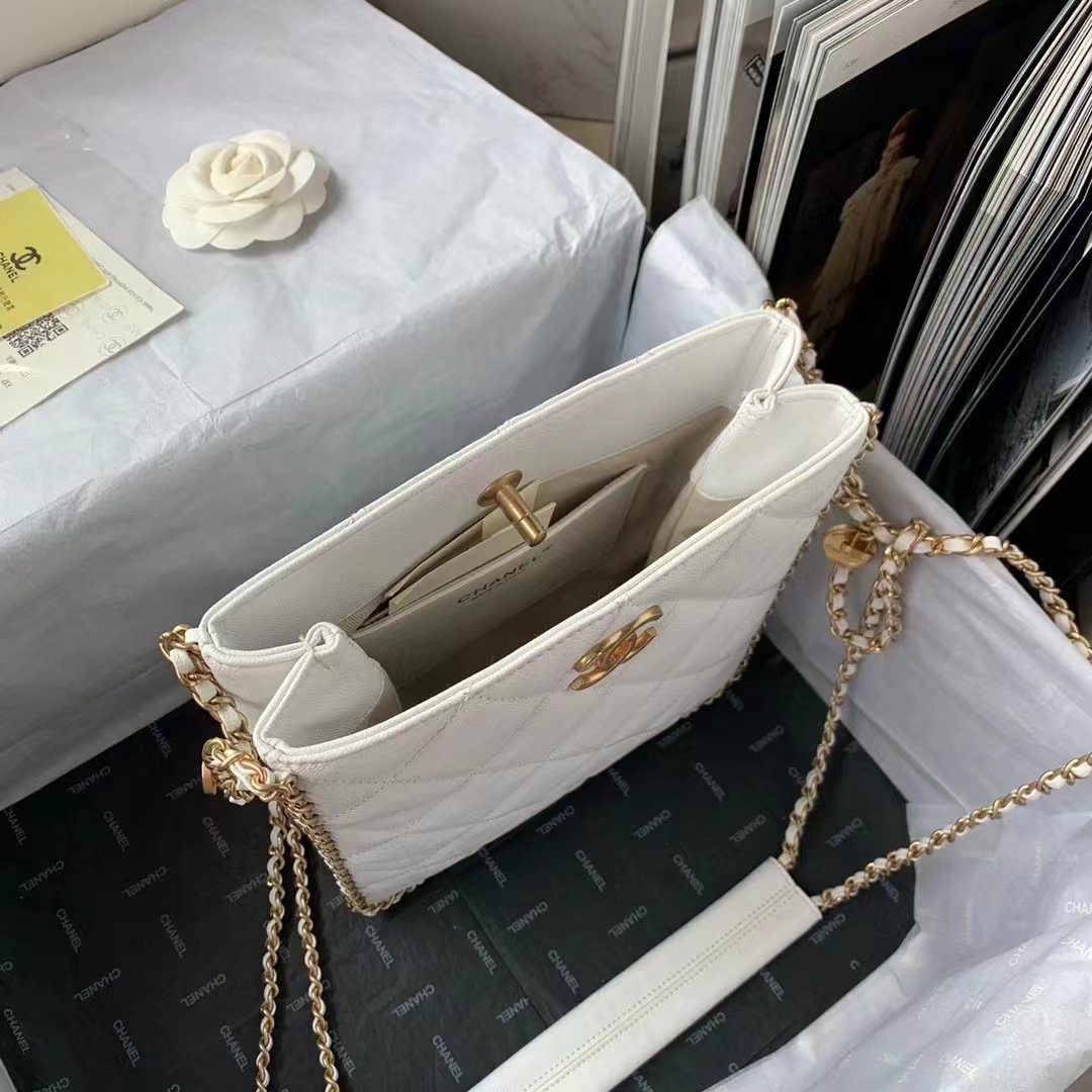 ChanelSmall Shopping Bag White For Women, Women&#8217;s Bags 9in/23cm