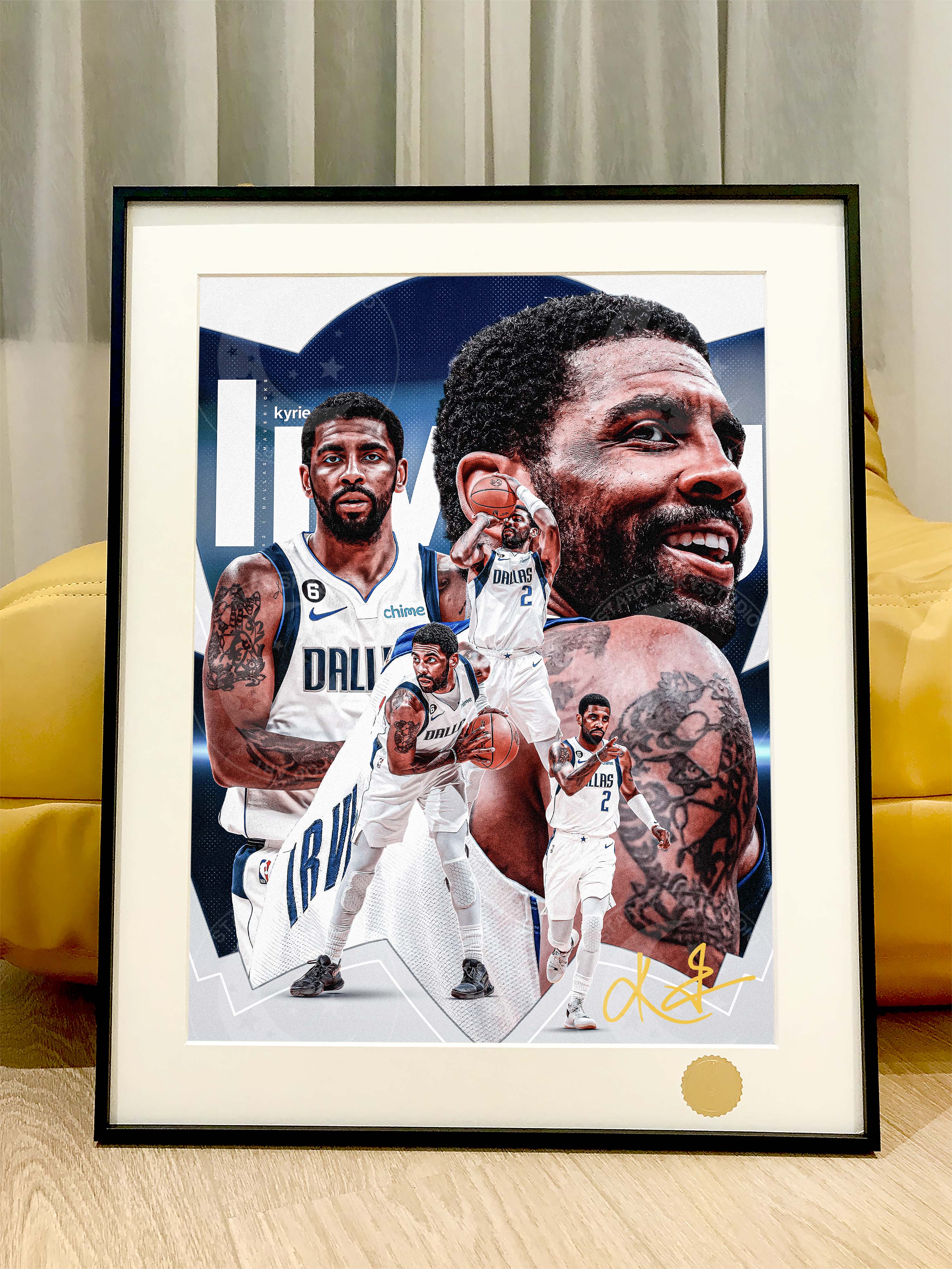 "Irving" NBA Dallas Mavericks Kyrie Irving Uncle Drew Decorative Painting, In stock, Starry Sky Studio-KWII-GK