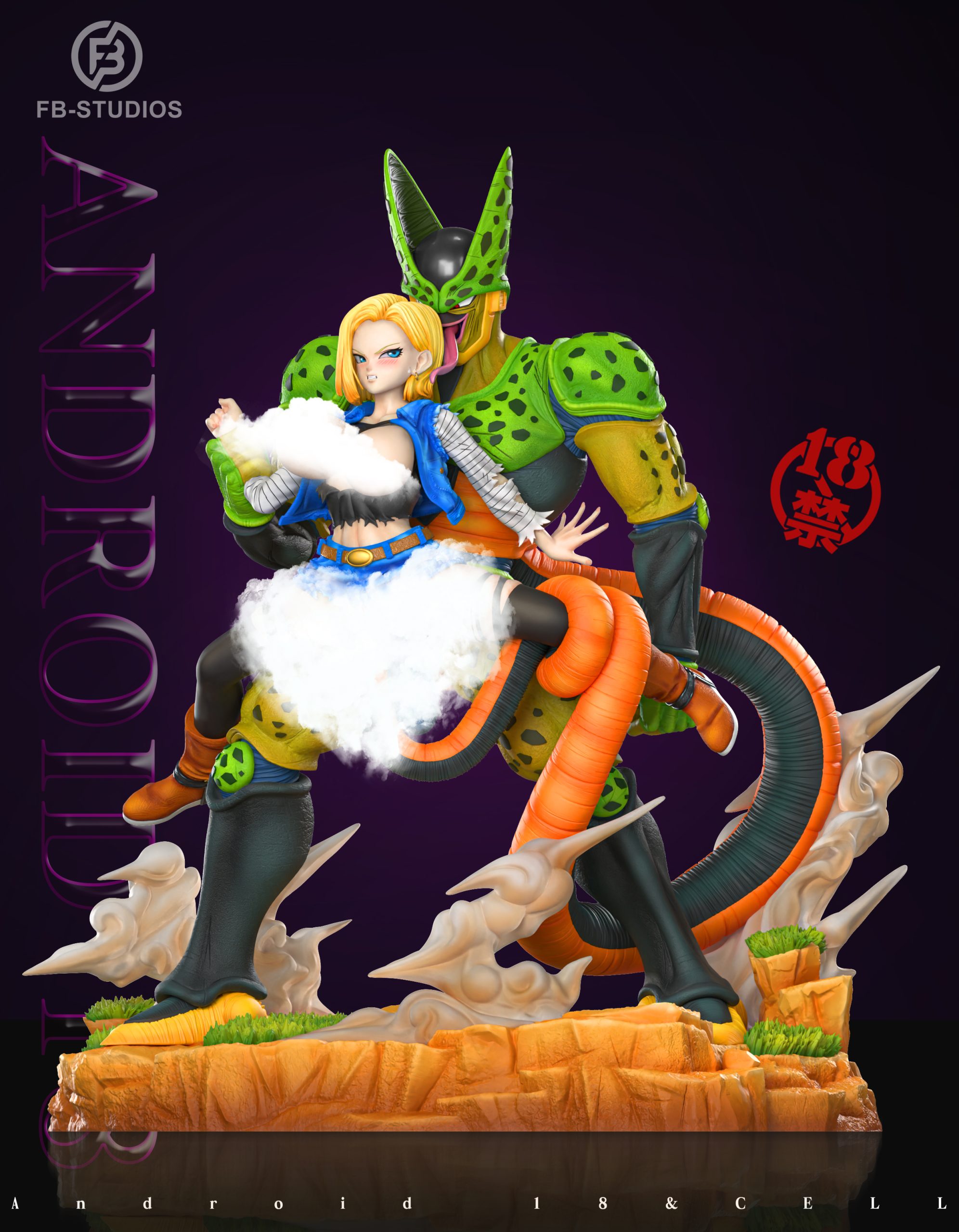Dragon Ball Android 18 & Cell Statue (GK) Figure(Adult 18+)-FB Studio Pre-sale
