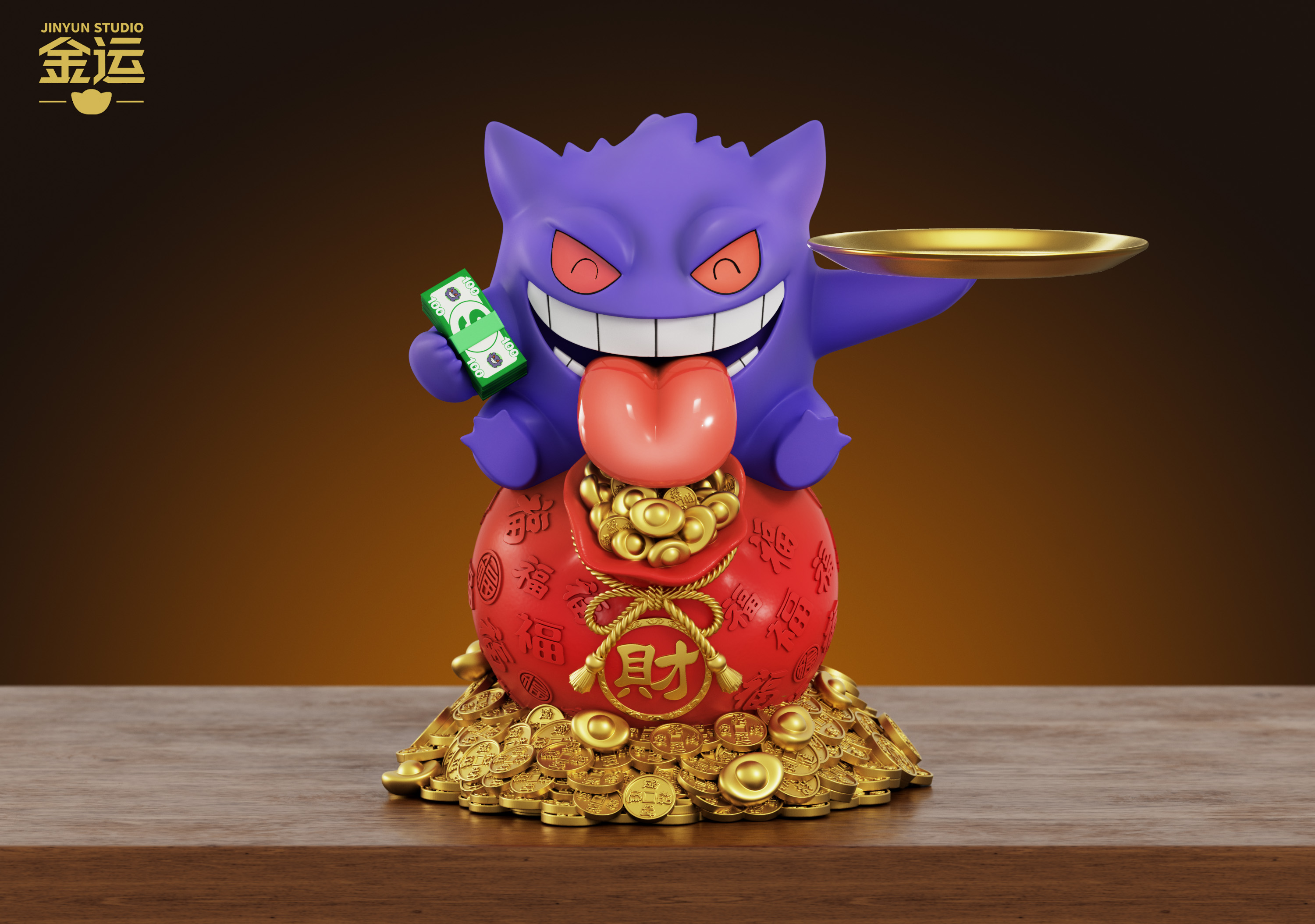Jin Yun Studio - Pokemon Fortune-Attracting Gengar Storage Ornament Statue 