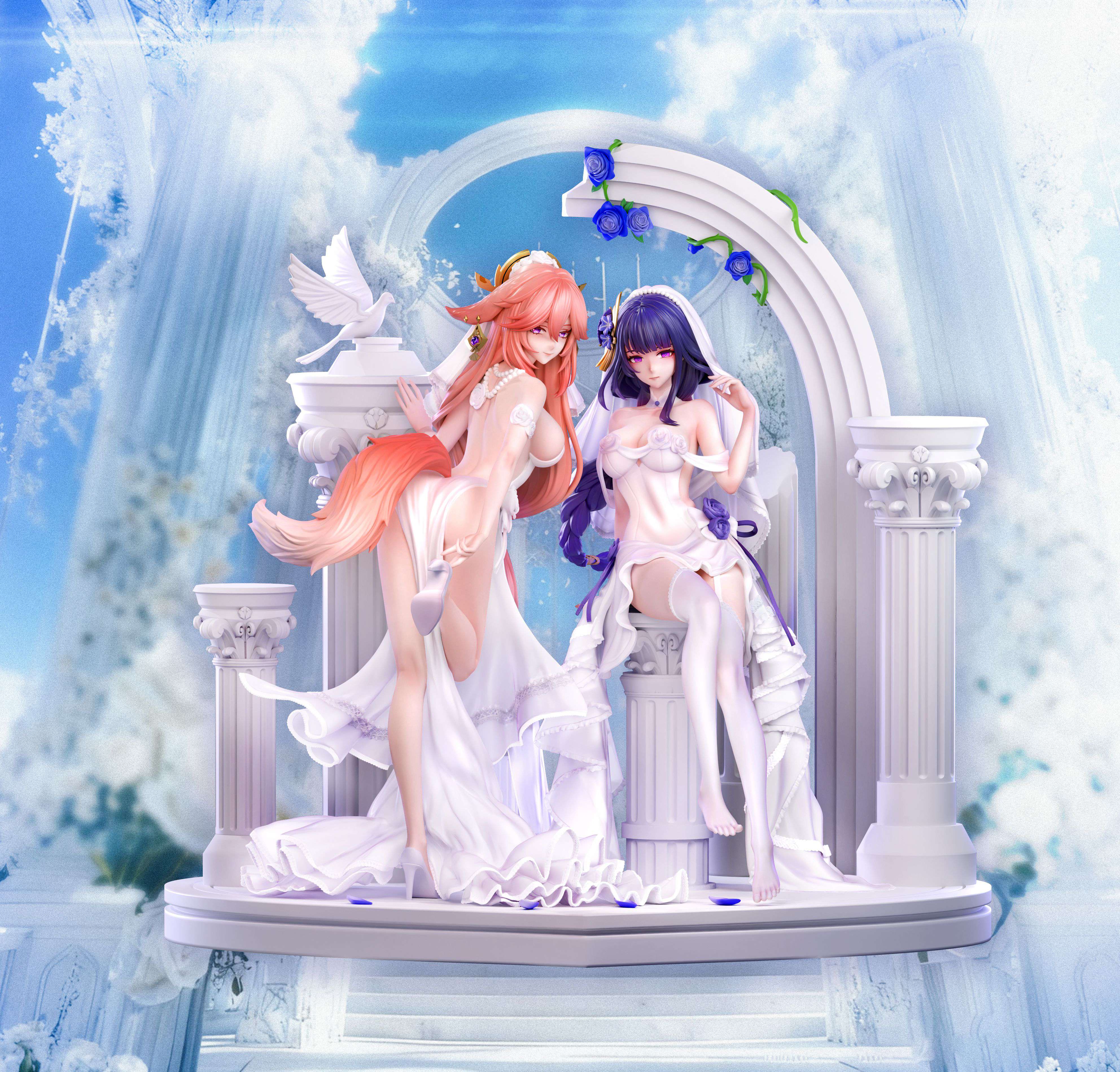 Hakimi Studio - Genshin Impact Raiden Shogun X Yae Miko Statue 