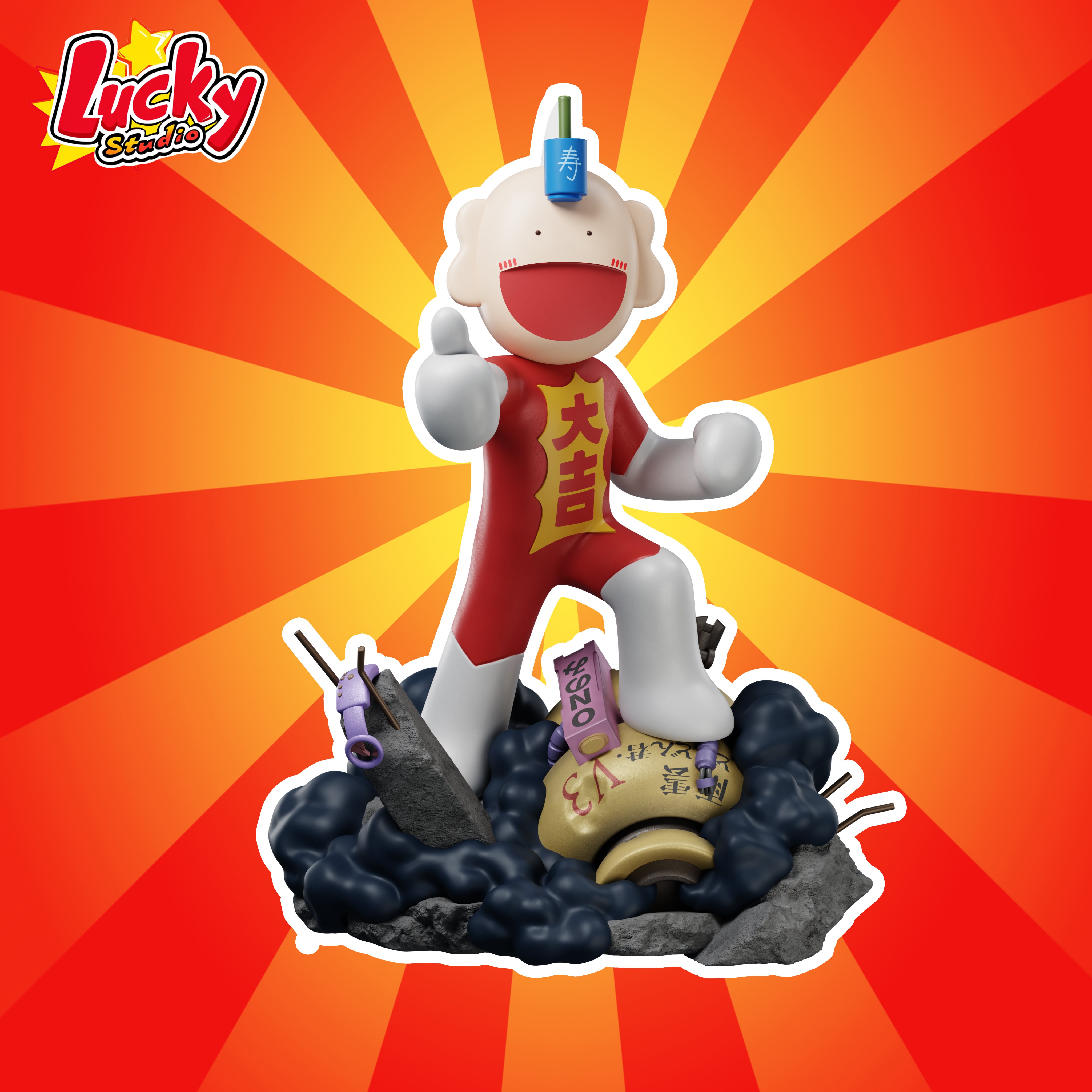 Tottemo! Luckyman Luckyman Statue GK-Lucky Studio Pre-sale