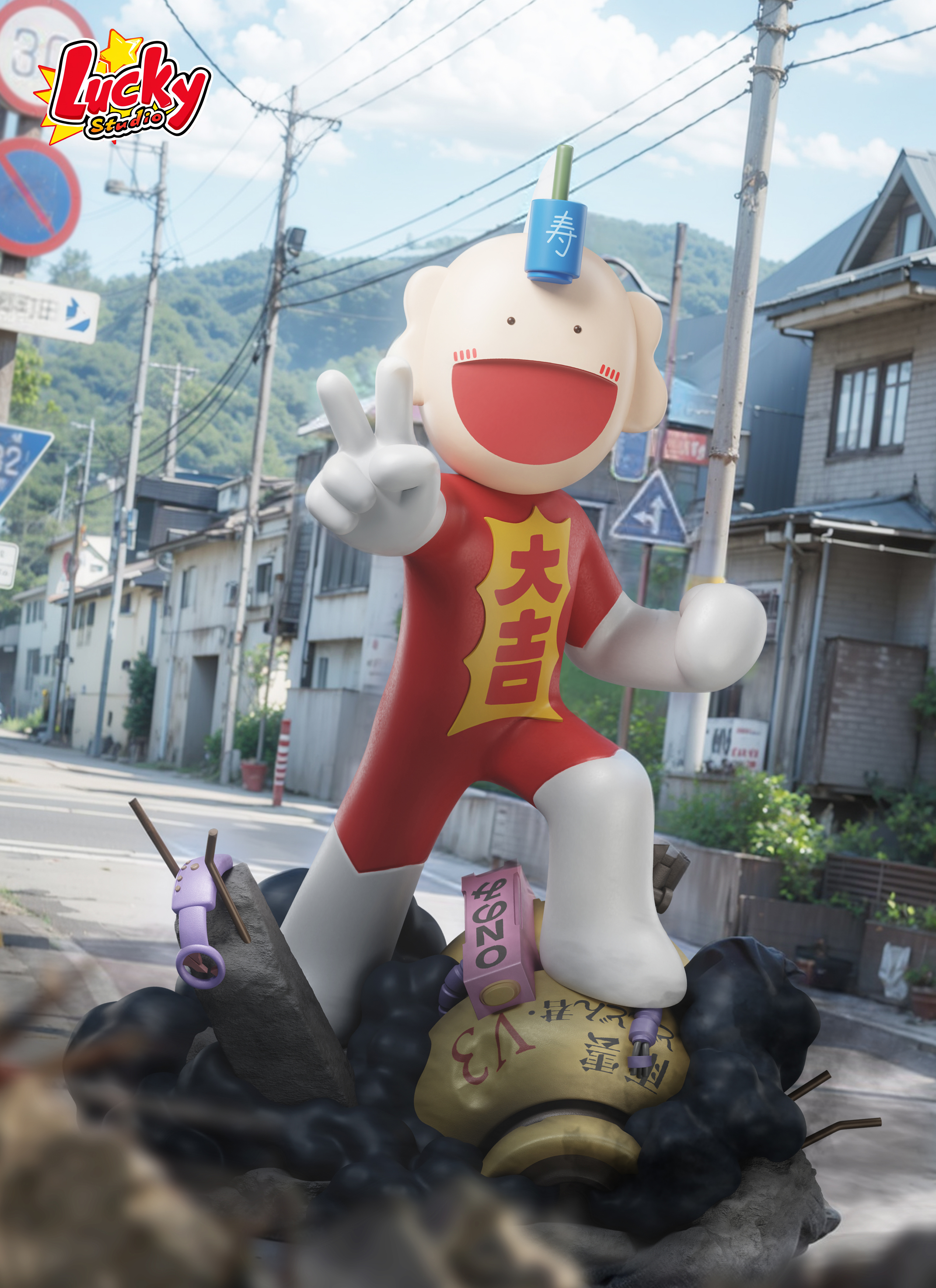 Tottemo! Luckyman Luckyman Statue GK-Lucky Studio Pre-sale