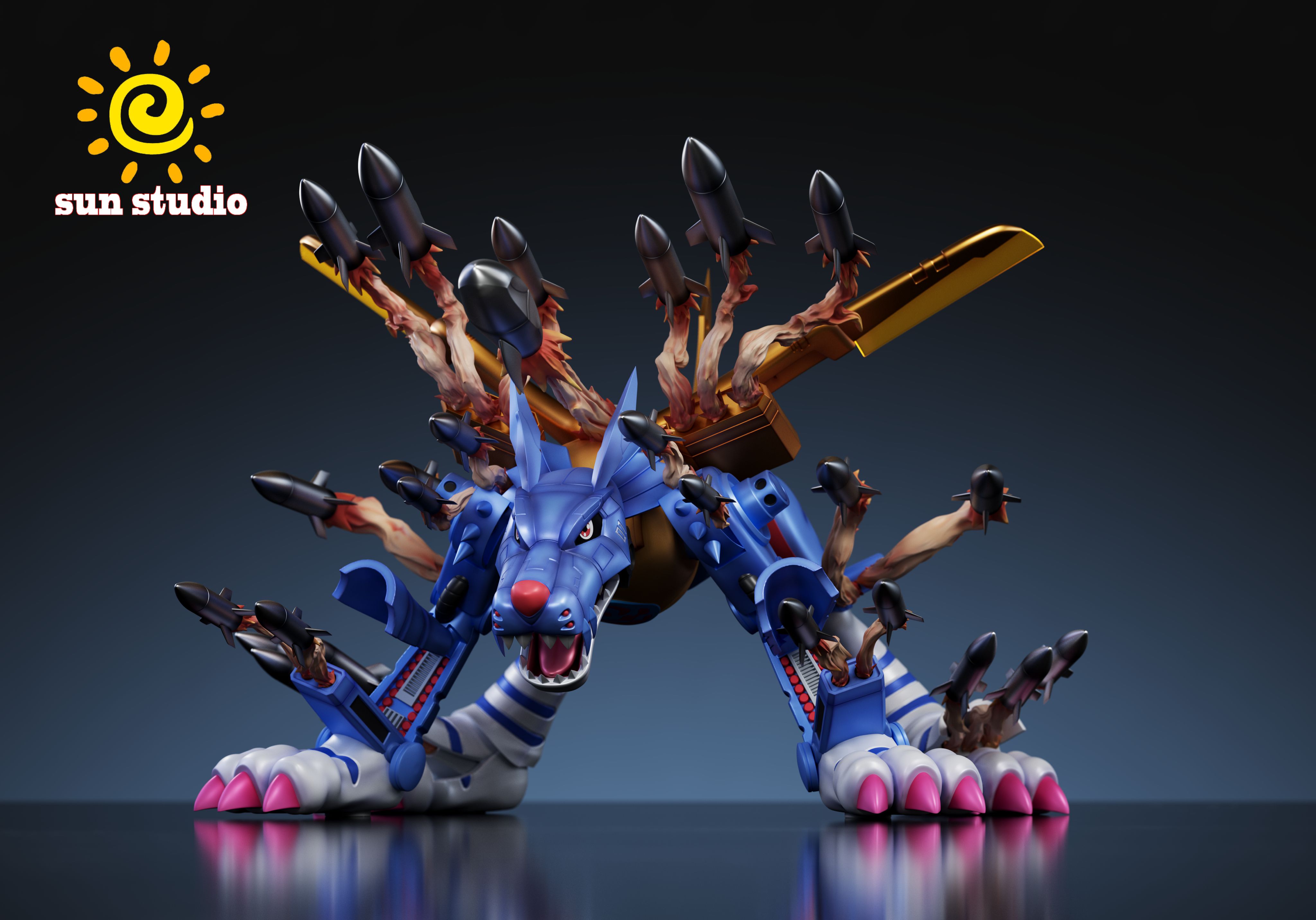 Digimon Metal Garurumon Statue (GK)-Sun Studio Pre-sale