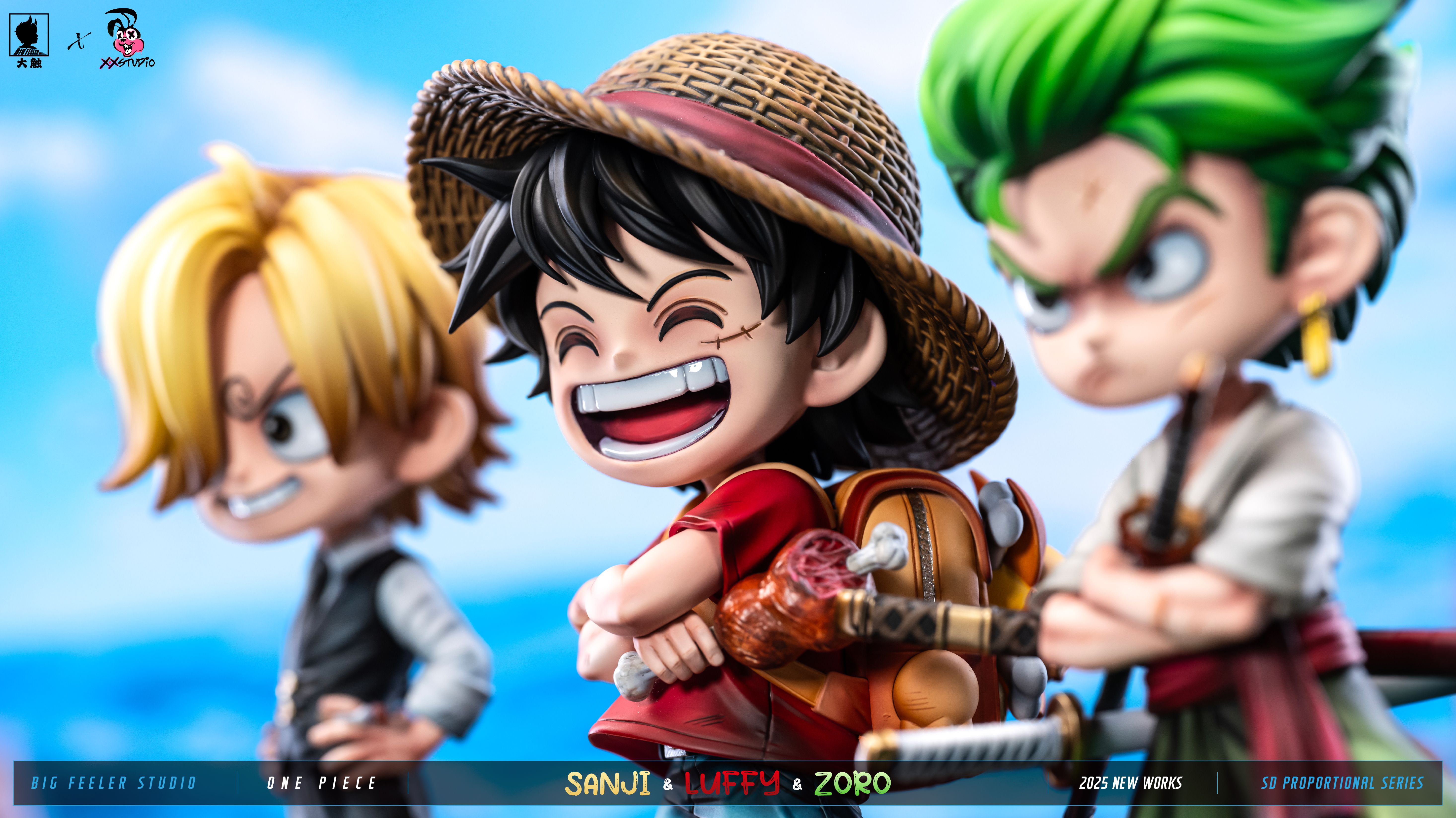 One Piece Q version The Three Strongest Luffy & Zoro & Sanji Statue(GK)-Big Feeler Studio & XOX Studio -KWII-GK