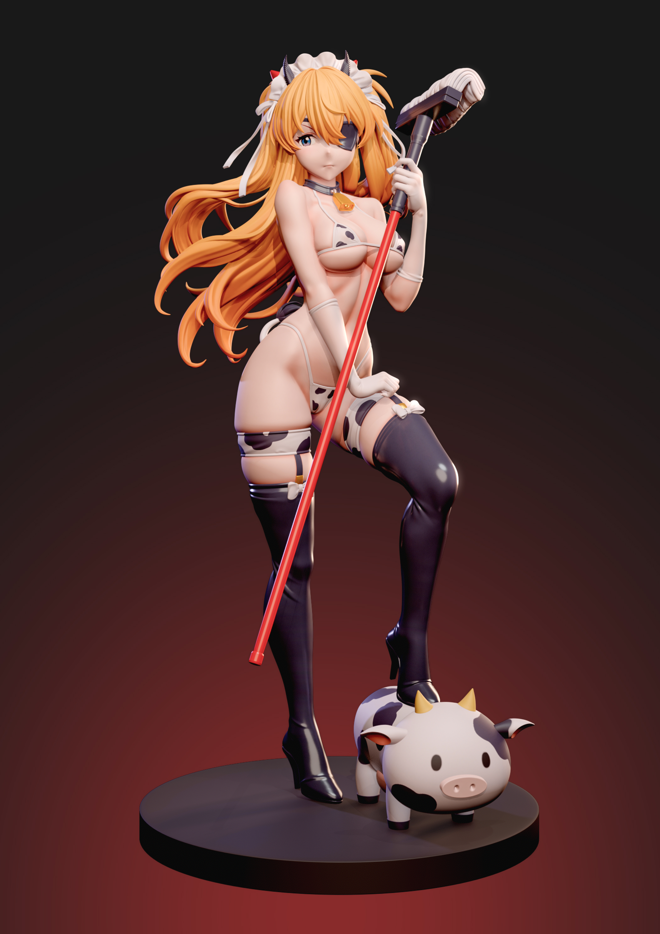 Neon Genesis Evangelion Soryu Asuka Langley Cow Maid 1/6 Statue (GK) -ZiYe Studio