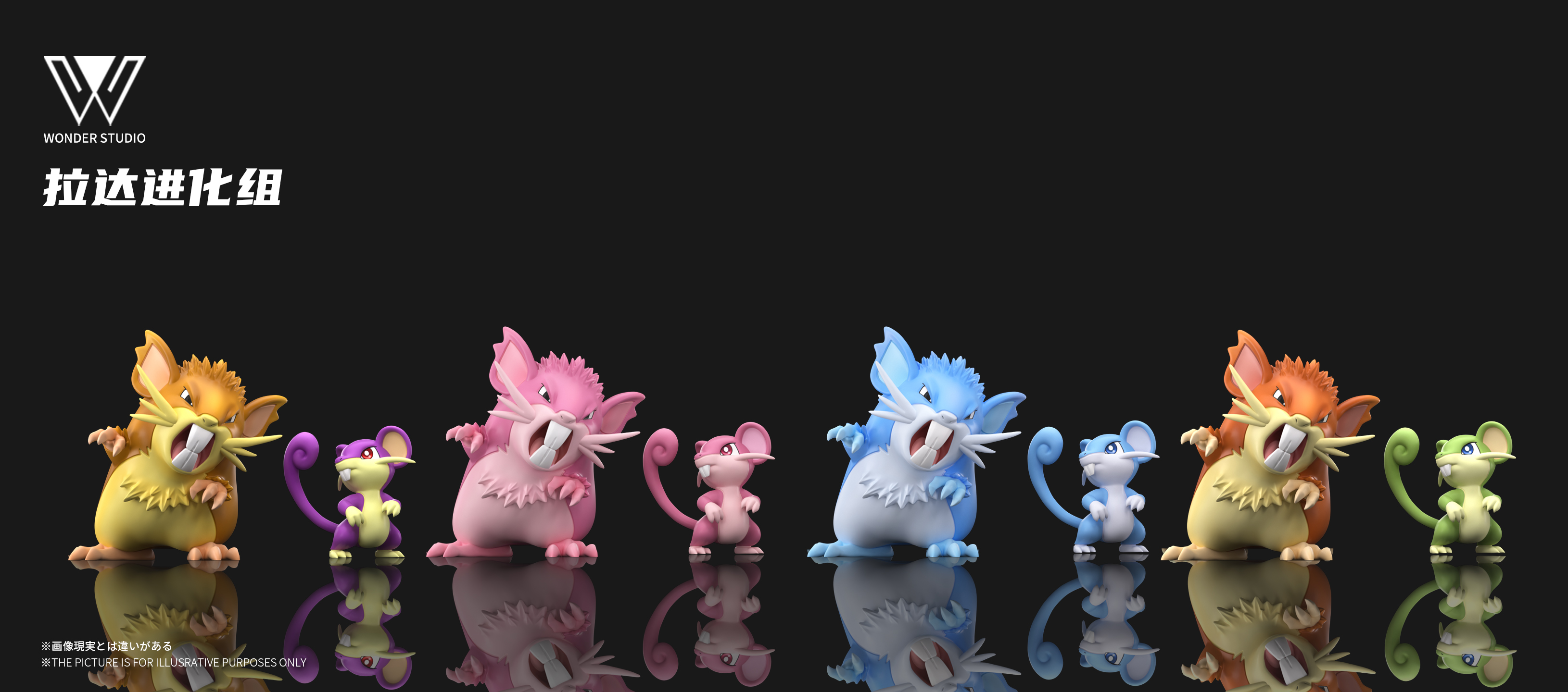 Pokemon Raticate Evolution Set Statue(GK)  -Wonder Studio