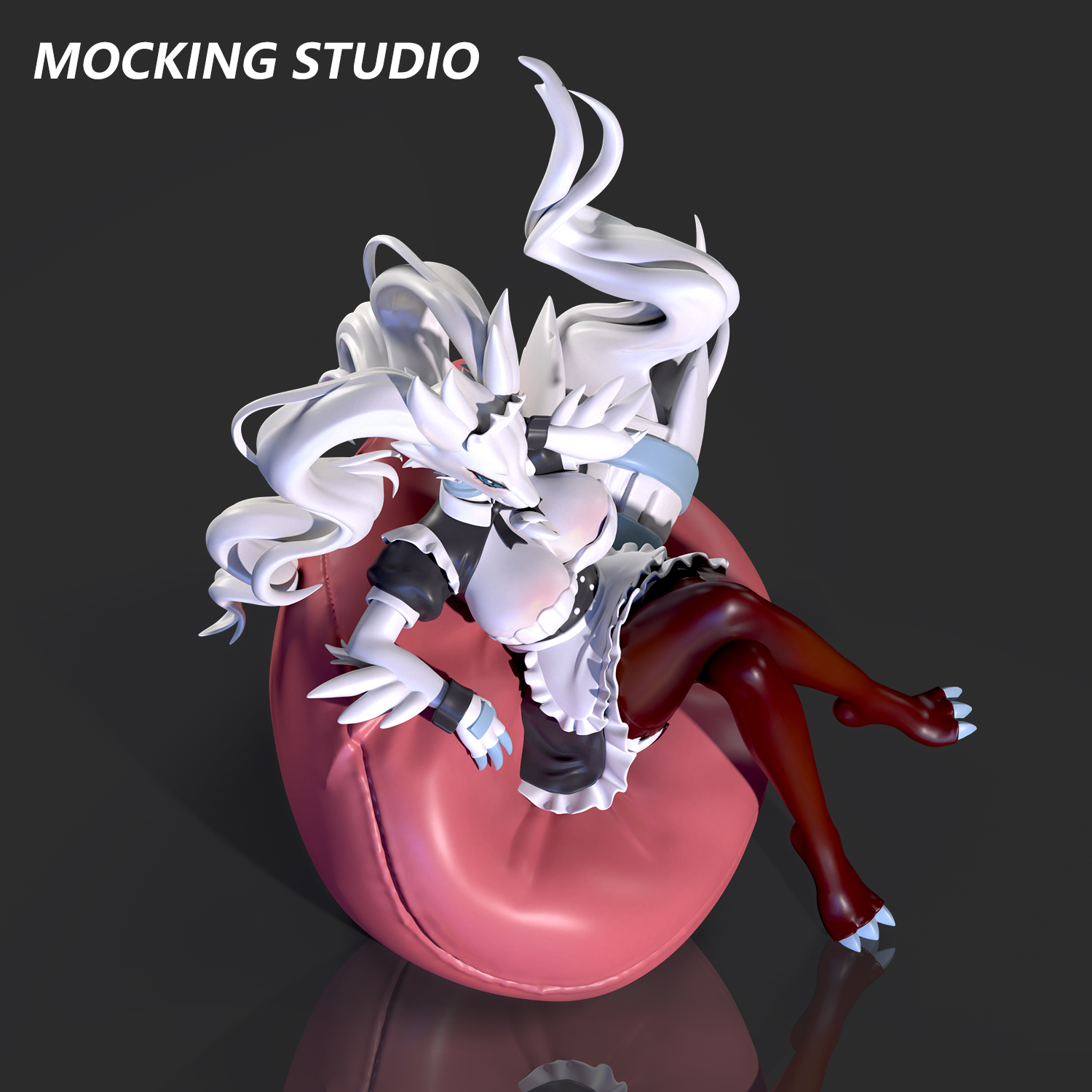 Pokemon Sexy Sports Reshiram and Maid White Dragon Reshiram Statue(GK)-Zhu Yi Wan Jia Studio