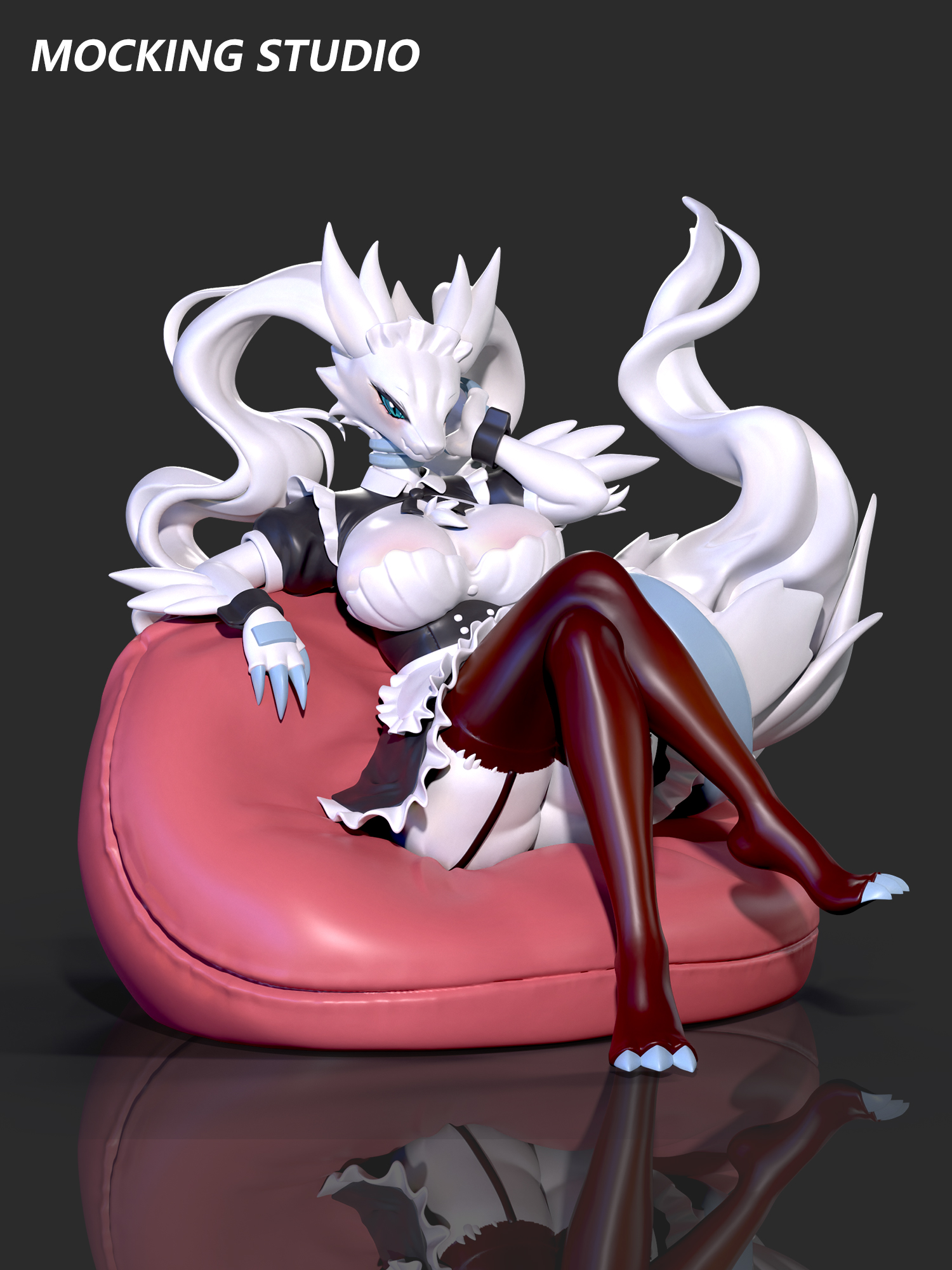 Pokemon Sexy Sports Reshiram and Maid White Dragon Reshiram Statue(GK)-Zhu Yi Wan Jia Studio