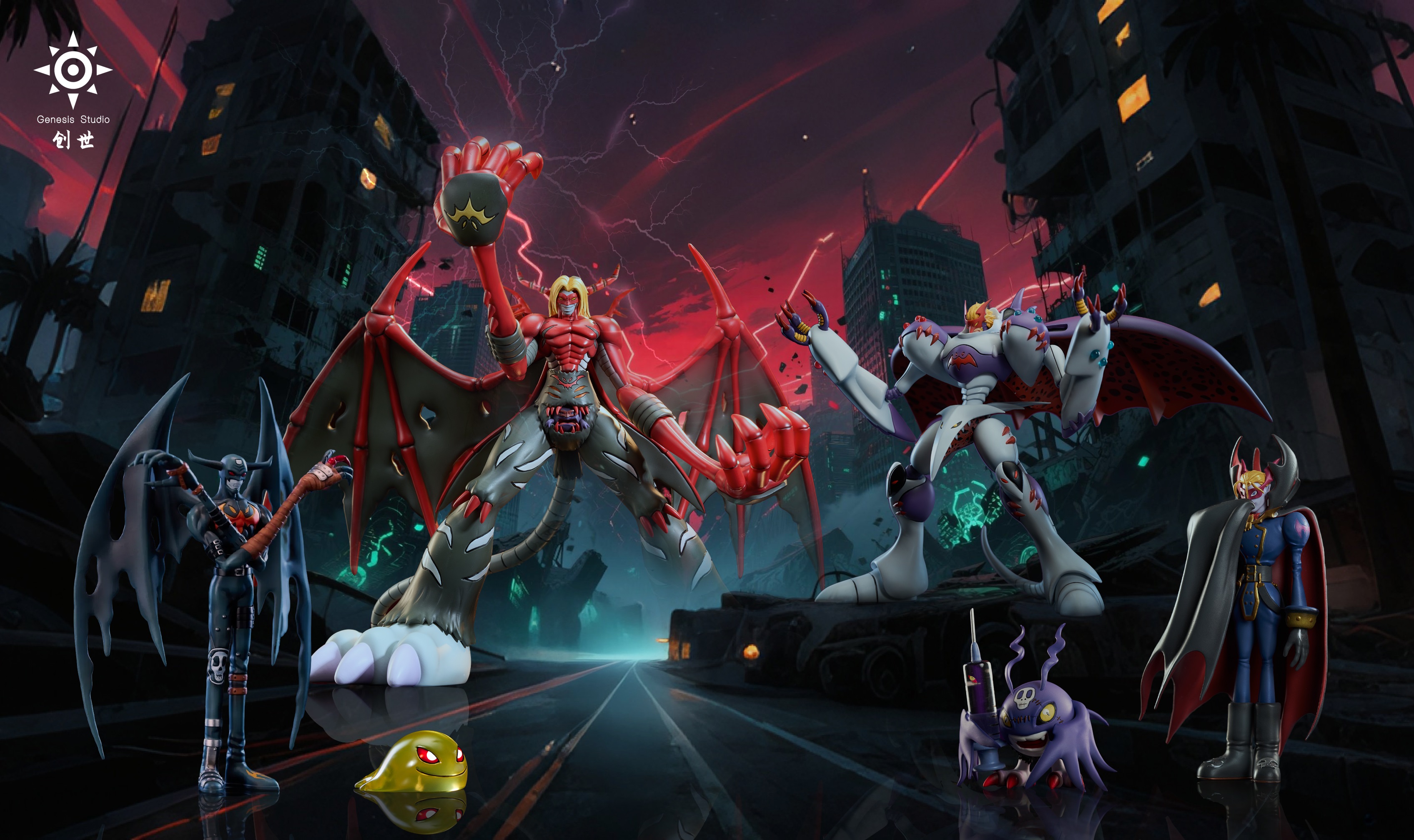 Digimon Belial Vamdemon & Zurumon Statue(GK) -Genesis Studio