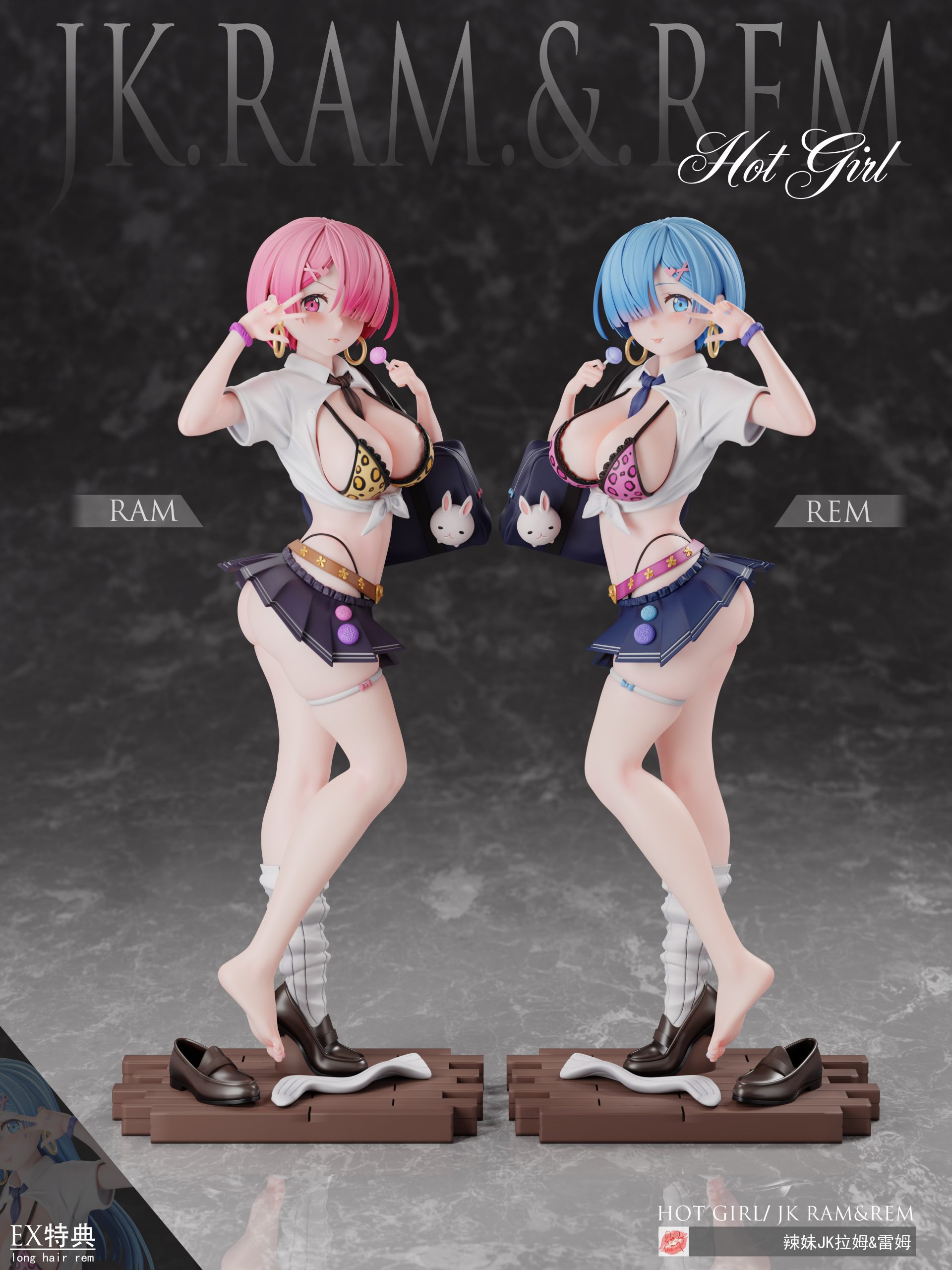 Re:ZERO - Starting Life Gyaru JK Rem & Ram Statue (GK) - Thistles and thorns Studio