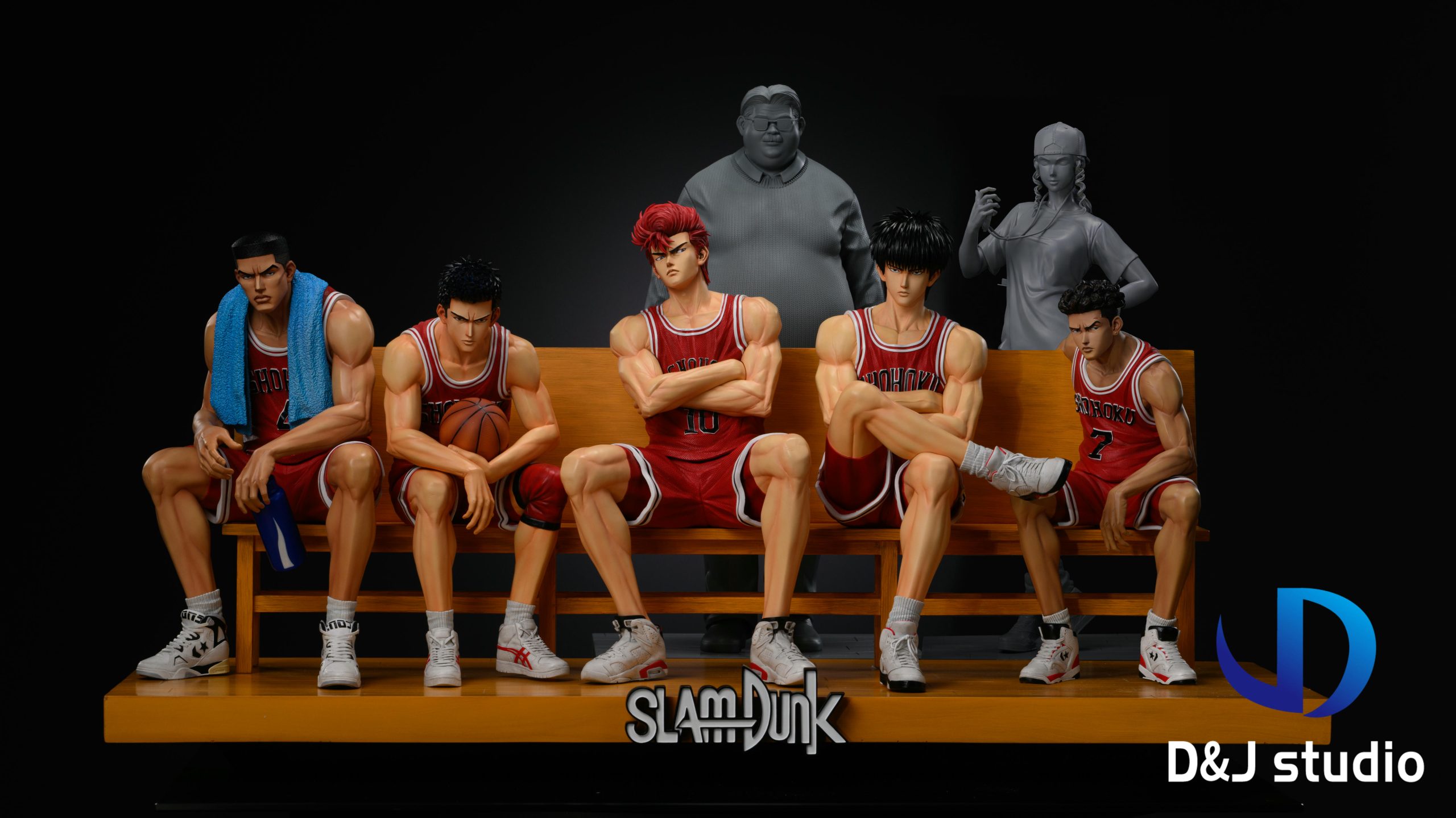 Slam Dunk Shohoku Sitting Pose Hanamichi Sakuragi & Kaede Rukawa & Ryota Miyagi & Hisashi Mitsui & Akagi Takenori Statue (GK) - D&J Studio-KWII-GK