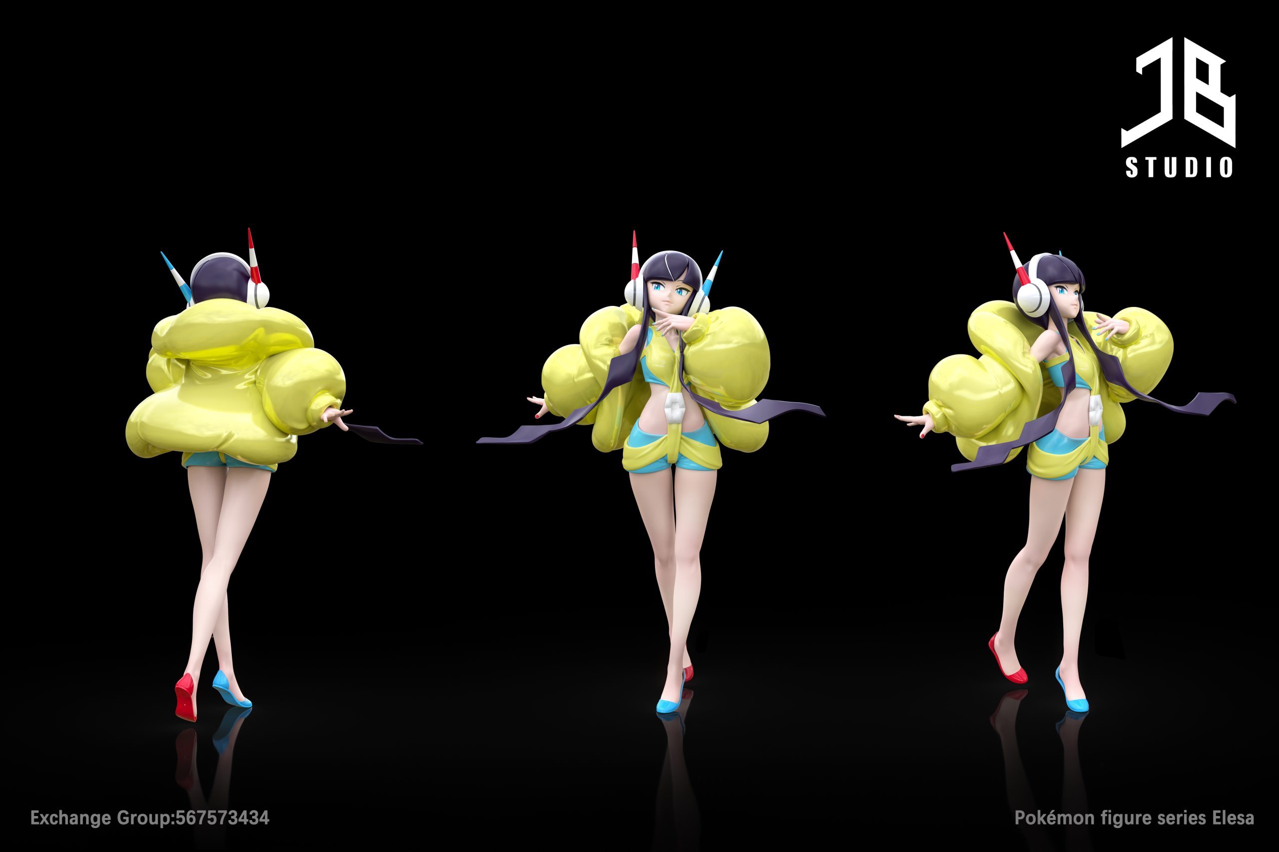 Pokemon Nimbasa Gym Owner Elesa & Emolga Statue (GK) -JB Studio 