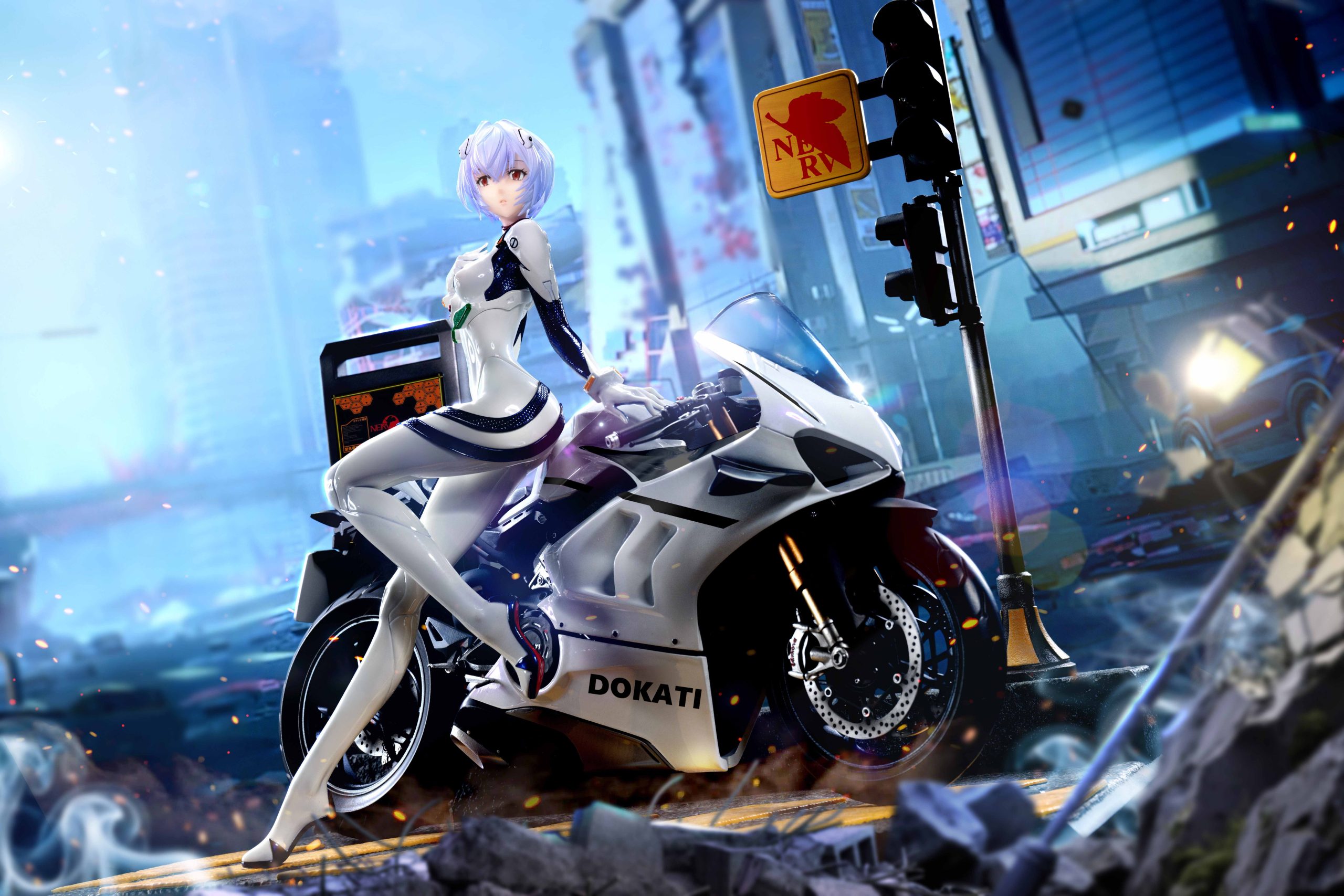 Neon Genesis Evangelion Motorcycle Ayanami Rei Statue (GK) -KOL Brother Studio
