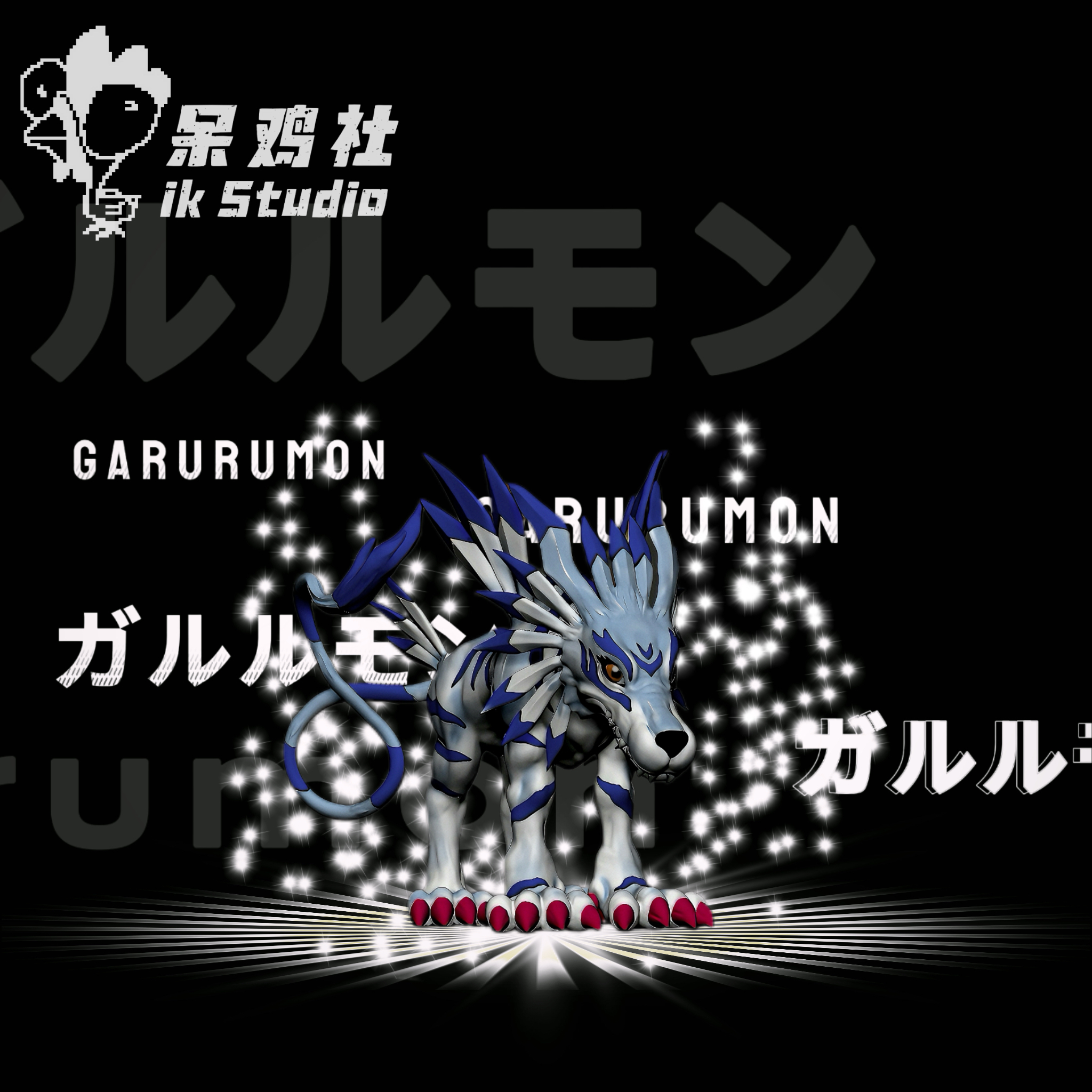 Digimon Original Main Team Mega Level Garurumon Statue (GK)-IK Studio