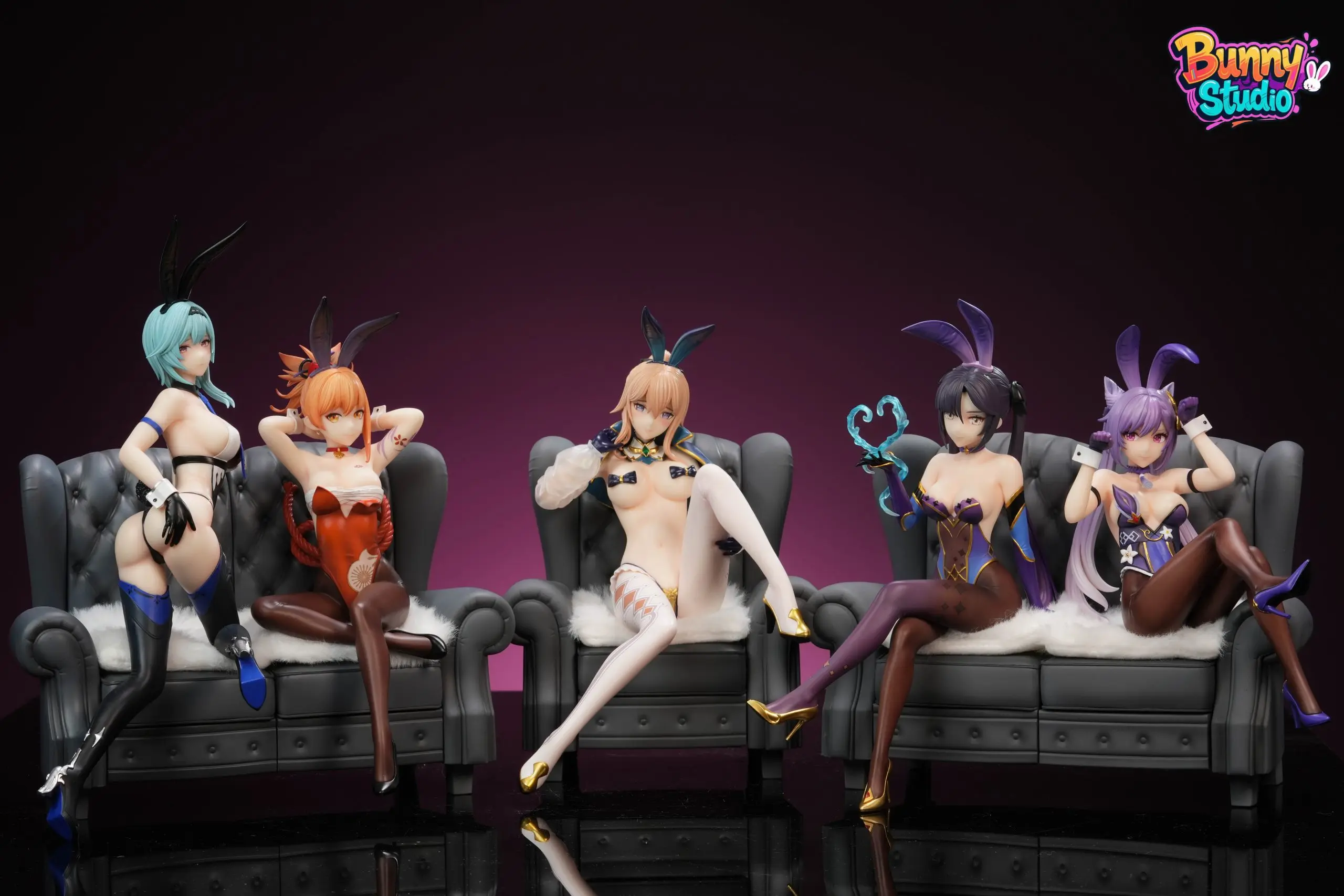 Genshin Impact Bunny Girl #3 Keqing & Mona & Yoimiya & Eula & Jean Statue(GK) - Bunny Studio