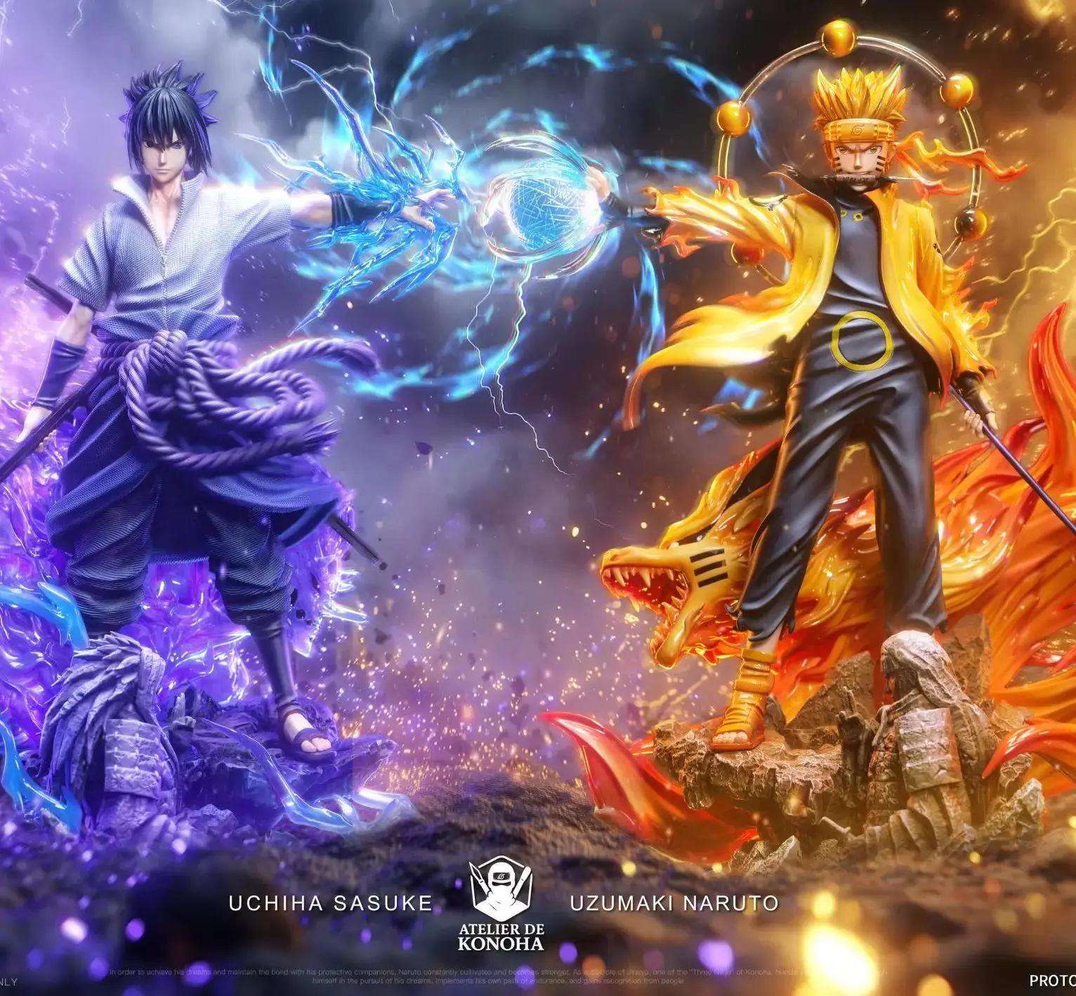 ATELIER DE KONOHA Studio - Naruto Light Sculpture Series Uzumaki Naruto & Uchiha Sasuke Statue(GK)