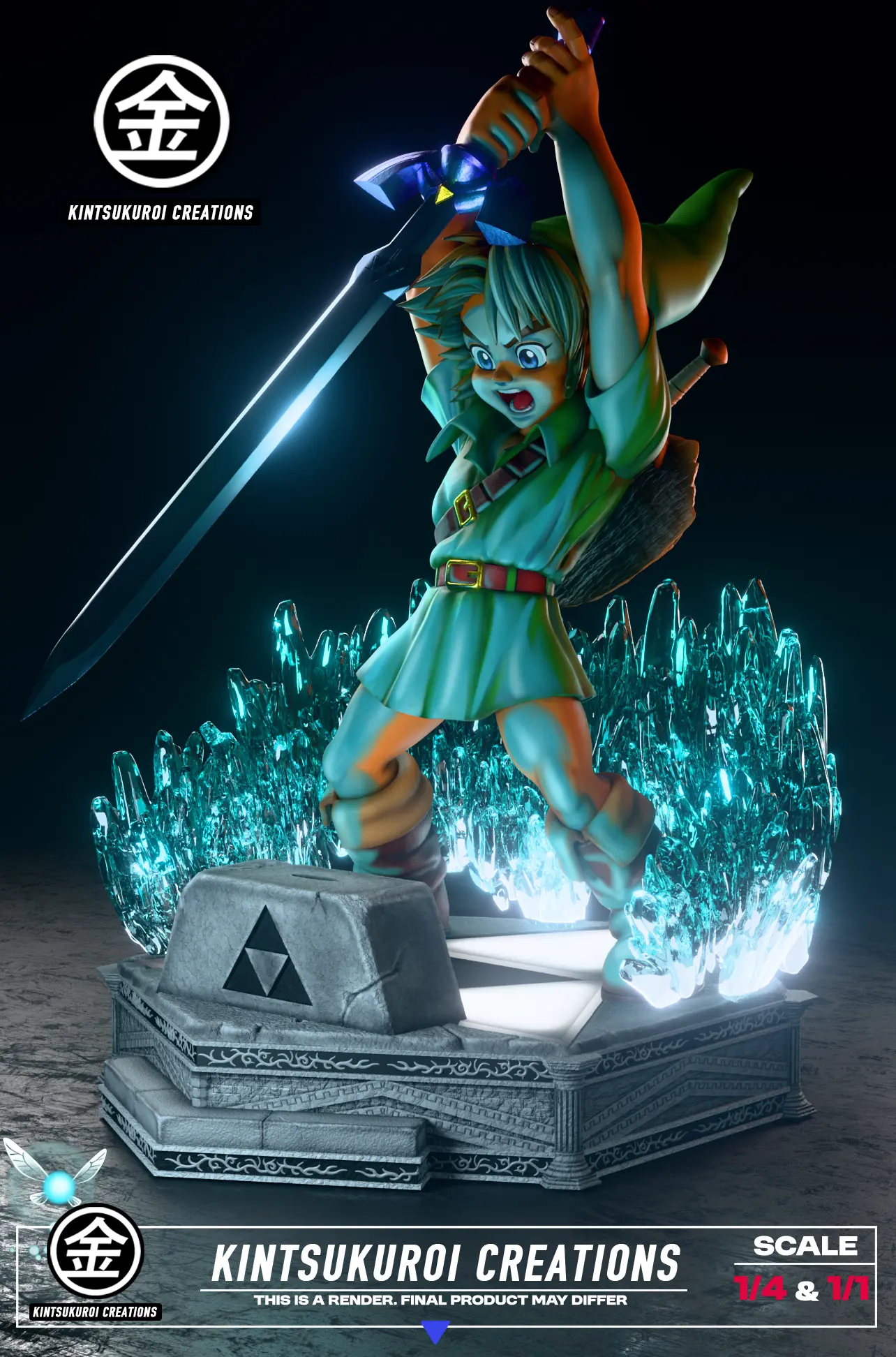 KINTSUKUROI CREATIONS Studio - The Legend of Zelda YOUNG LINK PULLING MASTER SWORD Statue(GK)