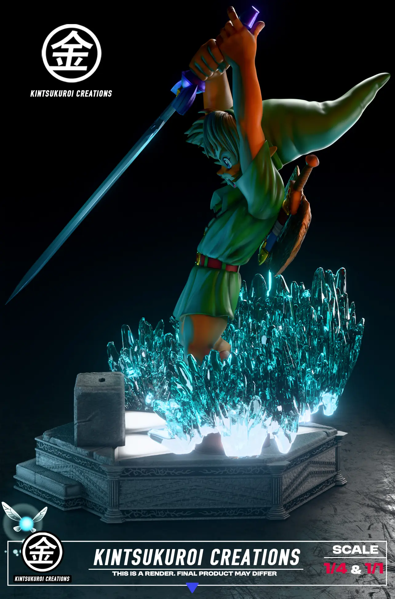KINTSUKUROI CREATIONS Studio - The Legend of Zelda YOUNG LINK PULLING MASTER SWORD Statue(GK)