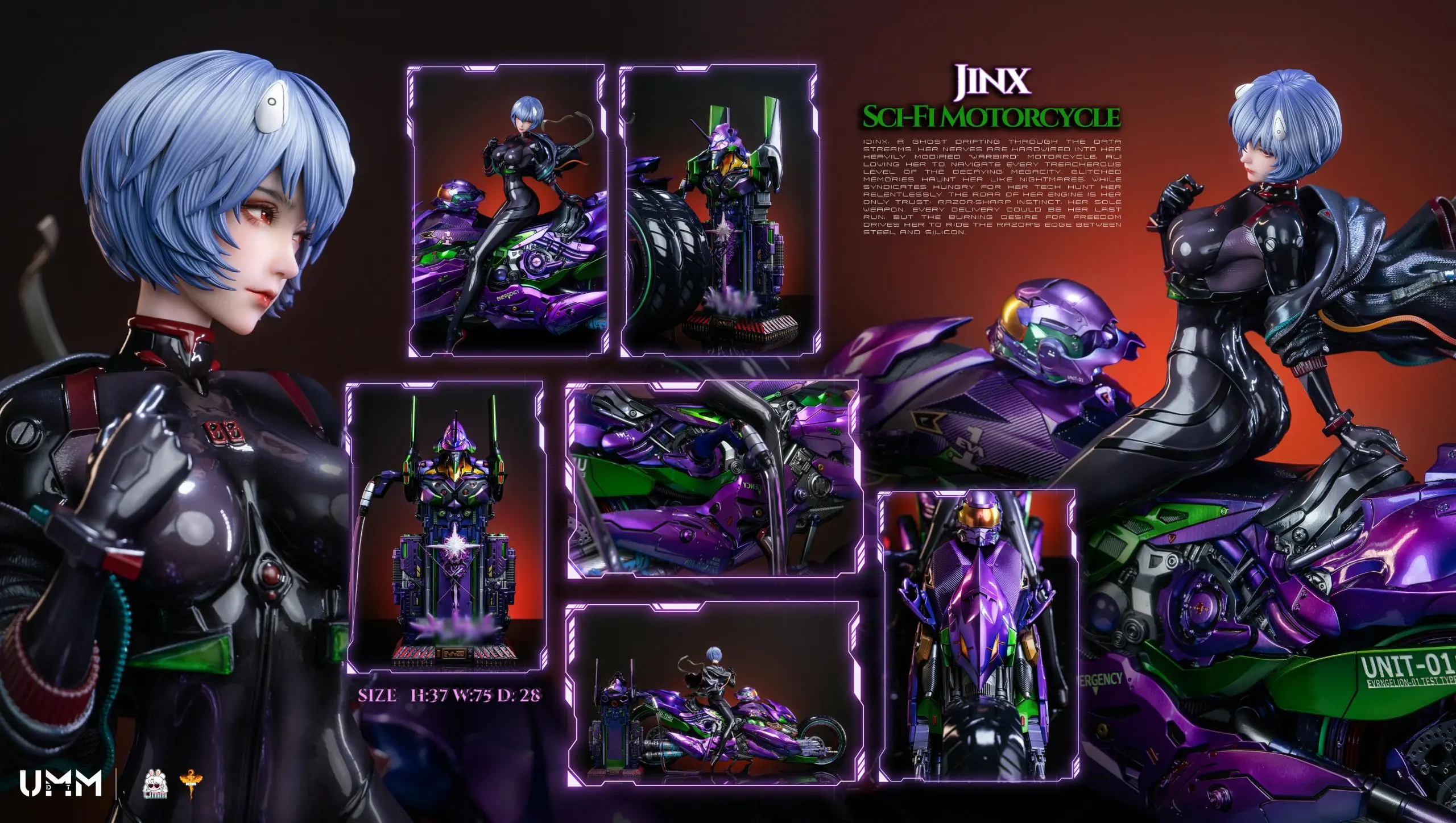 DT Studio - Neon Genesis Evangelion Ayanami Rei sci-fi motorcycle Statue(GK)