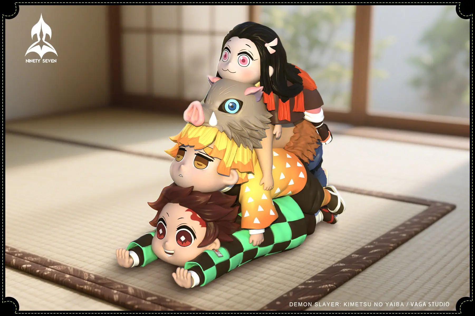 NINETY SEVEN Studio - Demon Slayer Stacking Figures Tanjiro & Nezuko & Zenitsu & Inosuke Statue(GK)