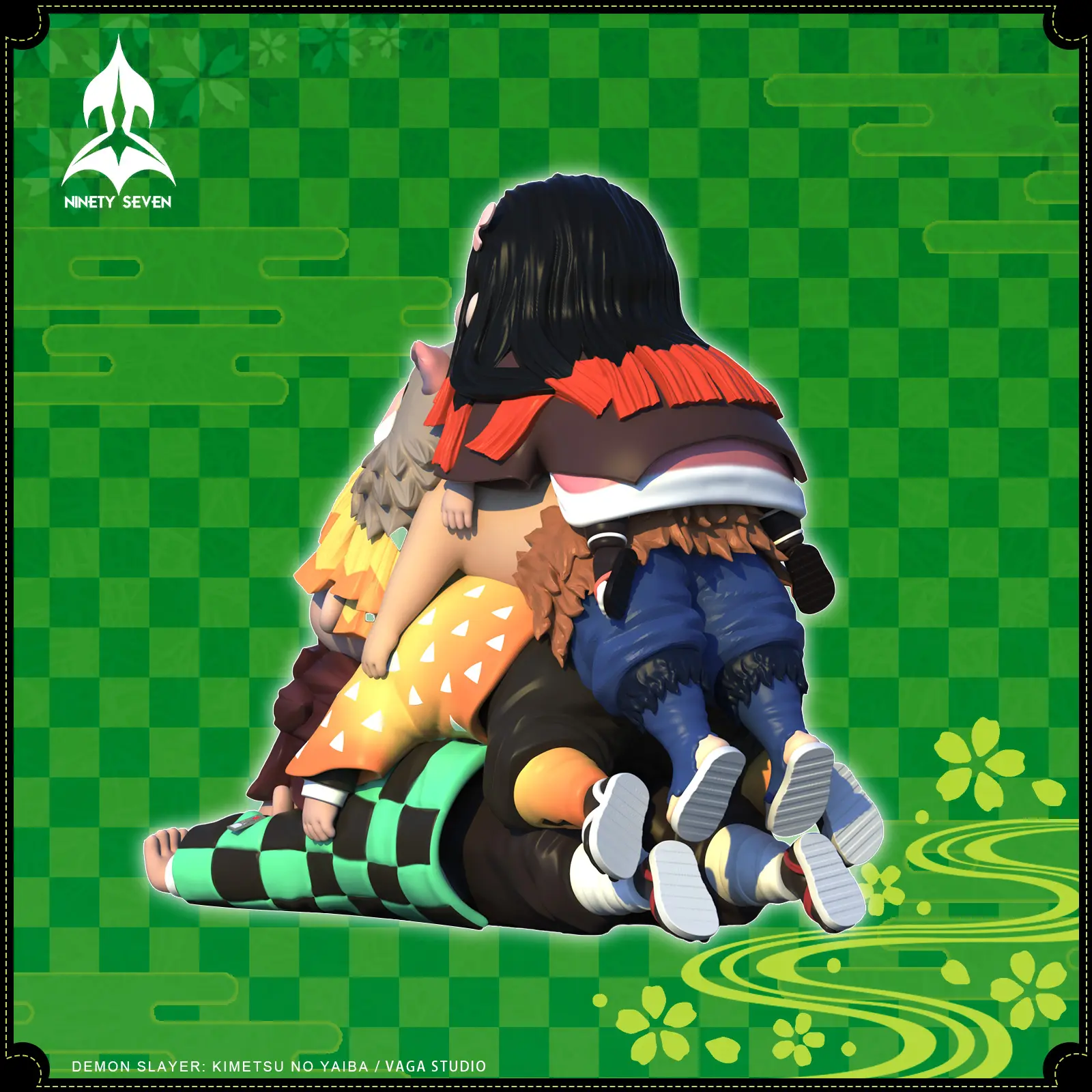 NINETY SEVEN Studio - Demon Slayer Stacking Figures Tanjiro & Nezuko & Zenitsu & Inosuke Statue(GK)