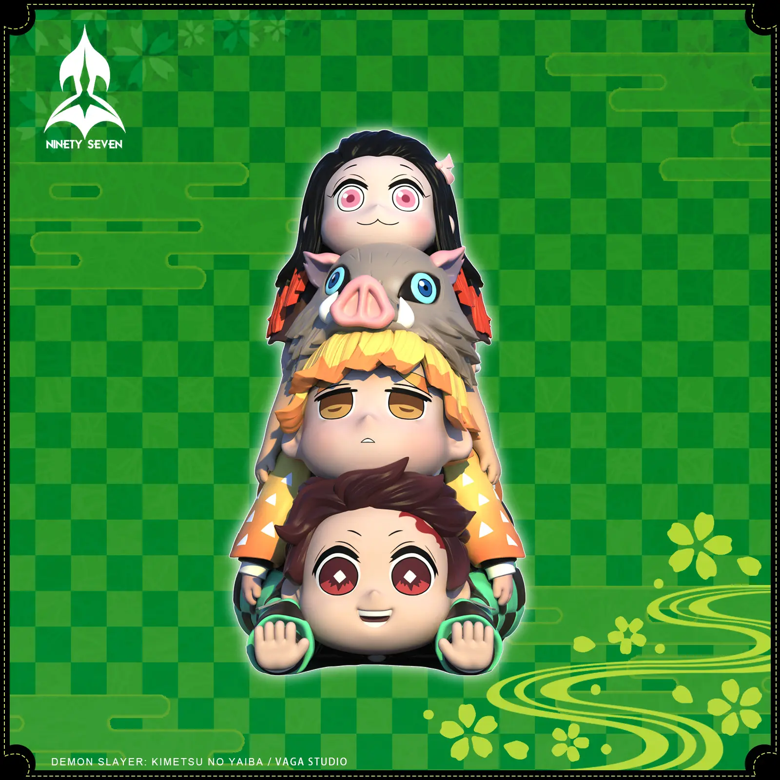 NINETY SEVEN Studio - Demon Slayer Stacking Figures Tanjiro & Nezuko & Zenitsu & Inosuke Statue(GK)