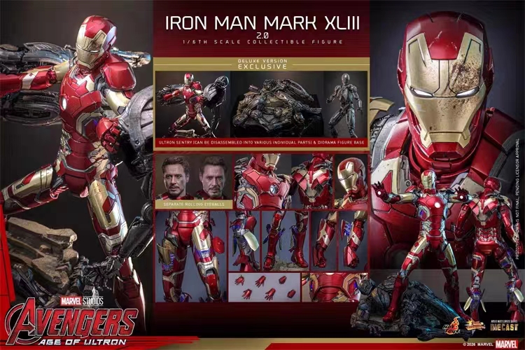 Hottoys - Avengers: Age of Ultron Iron Man Mark XLIII (2.0)Collectible Figure MMS865D80 MMS866D81 Licensed Statue