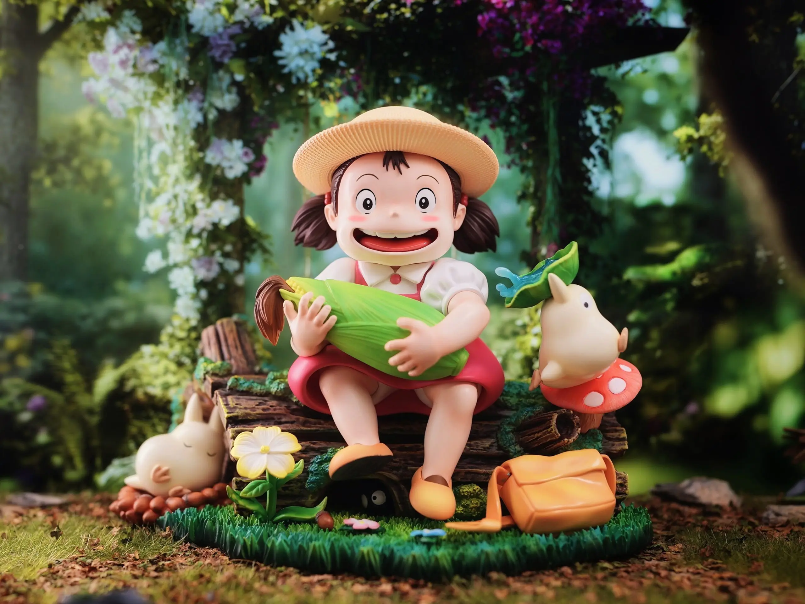 Long Miao Studio - My Neighbor Totoro Hayao Miyazakis Ecological Scene Mei Holding Corn Statue(GK) 