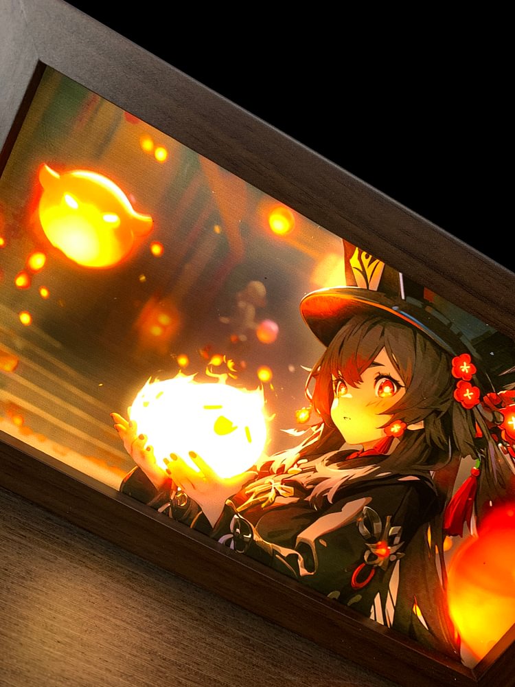 IN-STOCK Mystical Art Studio -  Genshin Impact - 3D Decorative Paint of Light Guide Transformation Hu Tao with LED - Decorative Painting Scene-KWII-GK