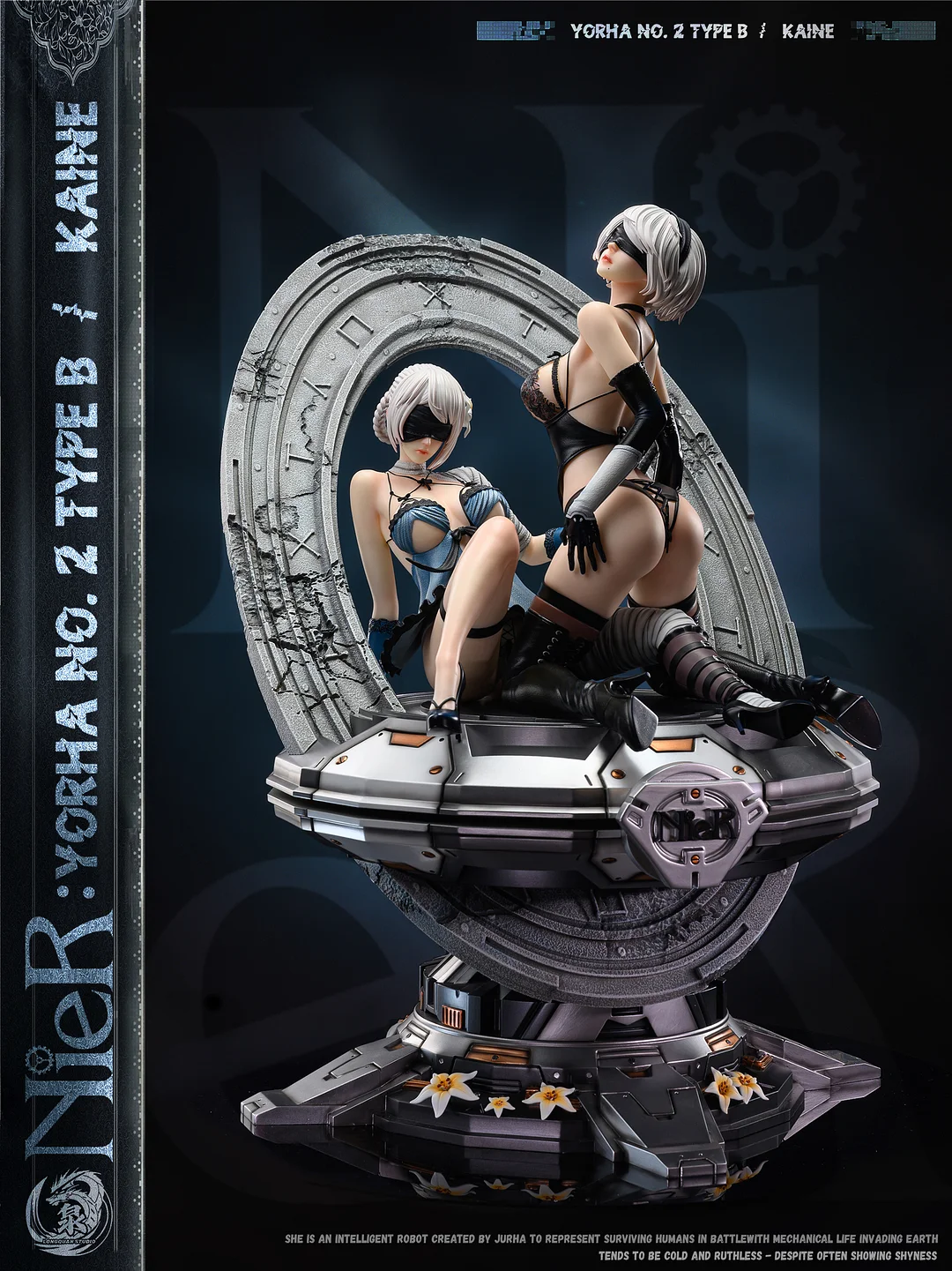 In stock-NieR:Automata YoRHa No.2 Type B & Kaine1/4 Scale Statue (GK) Figure(Adult 18+)-LongQuan Studio-KWII-GK