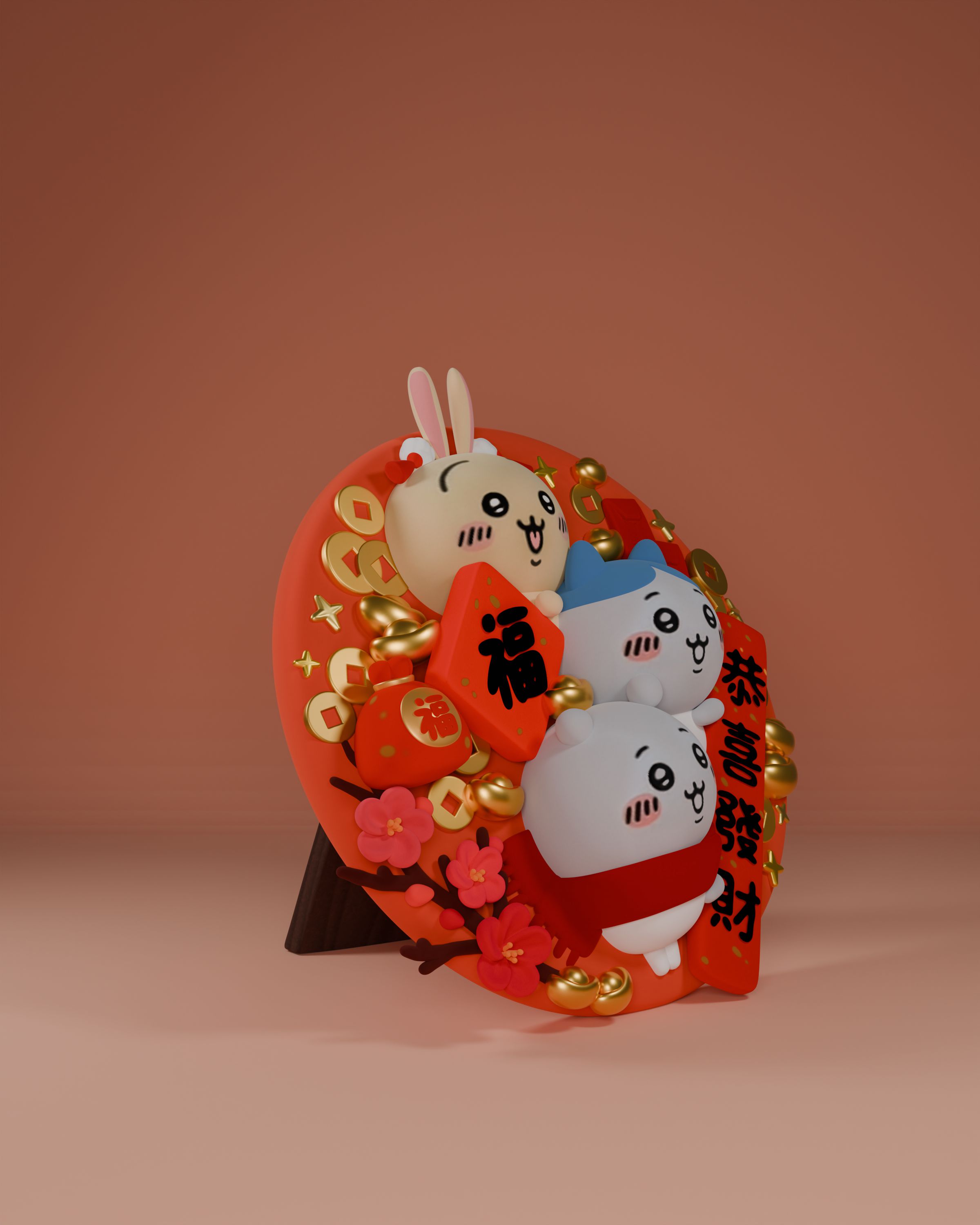 [Pre-sale] Work: Chiikawa celebrates the New Year Size: Height 10cm Width 10cm Depth 4cm (GK)