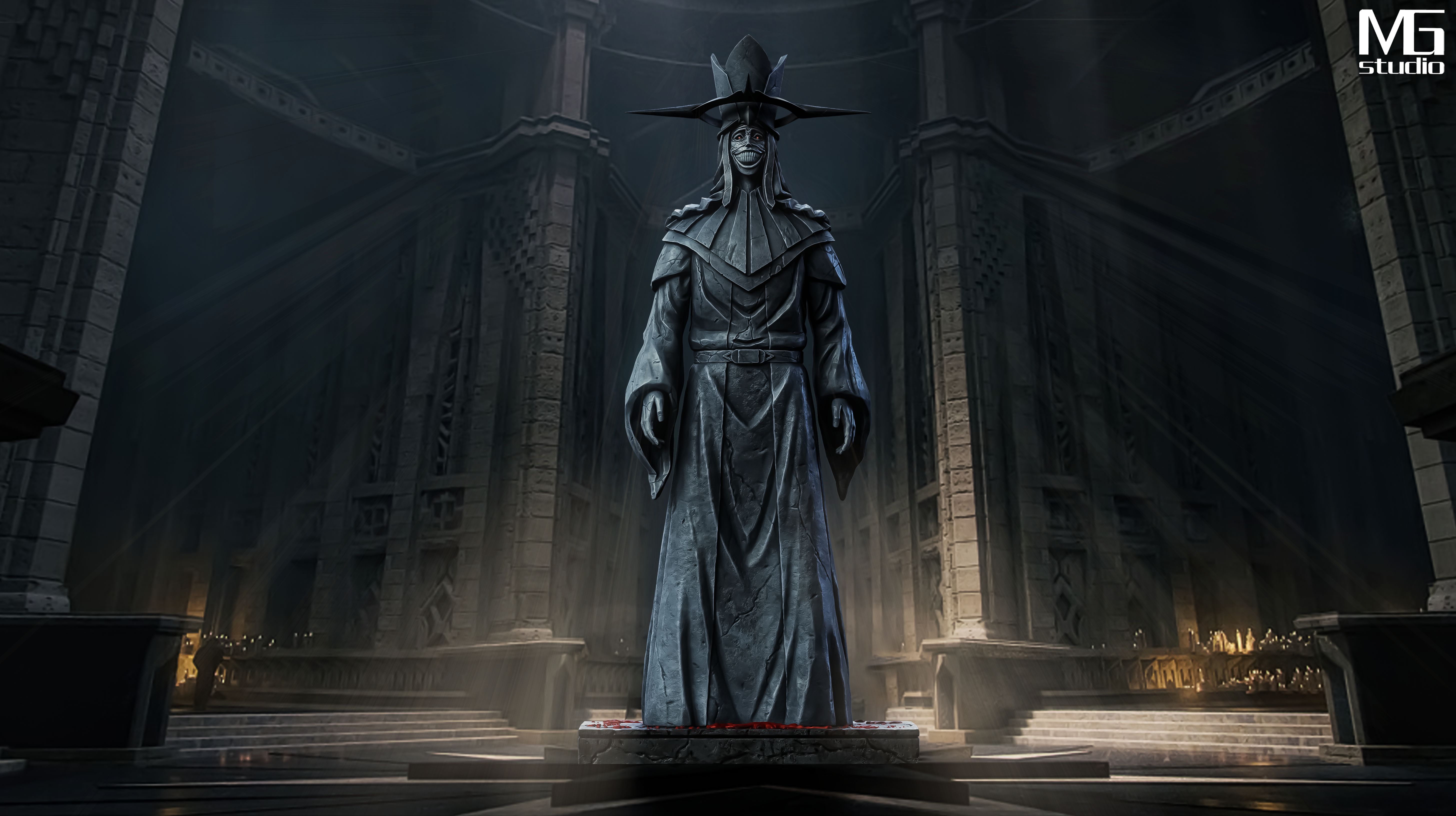 Pre-sale Standing stone statue BOSS size Height 50cm, width 23cm, depth 20cm。（GK）-KWII-GK