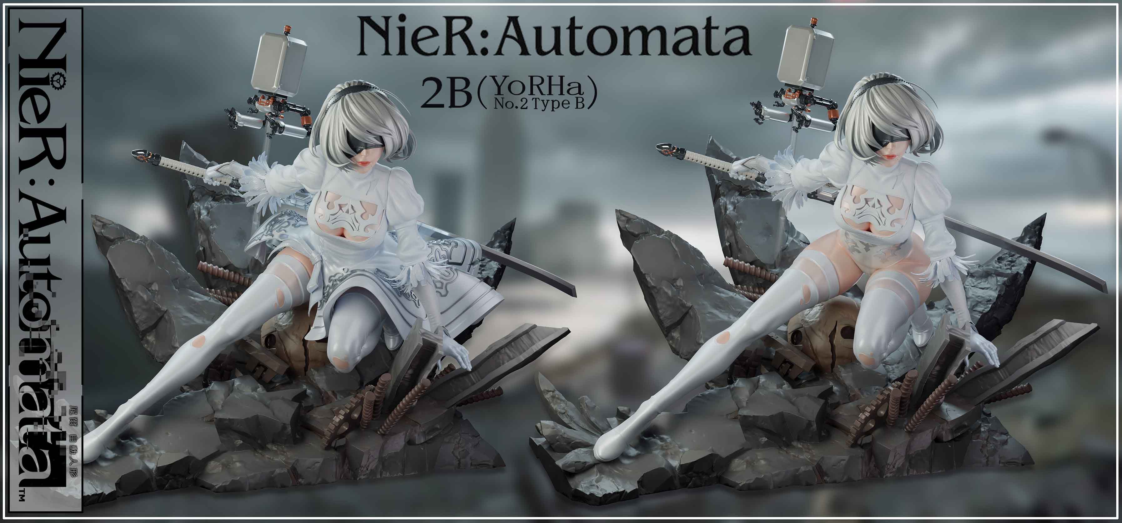 NieR: Automata 2B ,1/4 scale, CROW Studio, statue GK18+ pre-sale