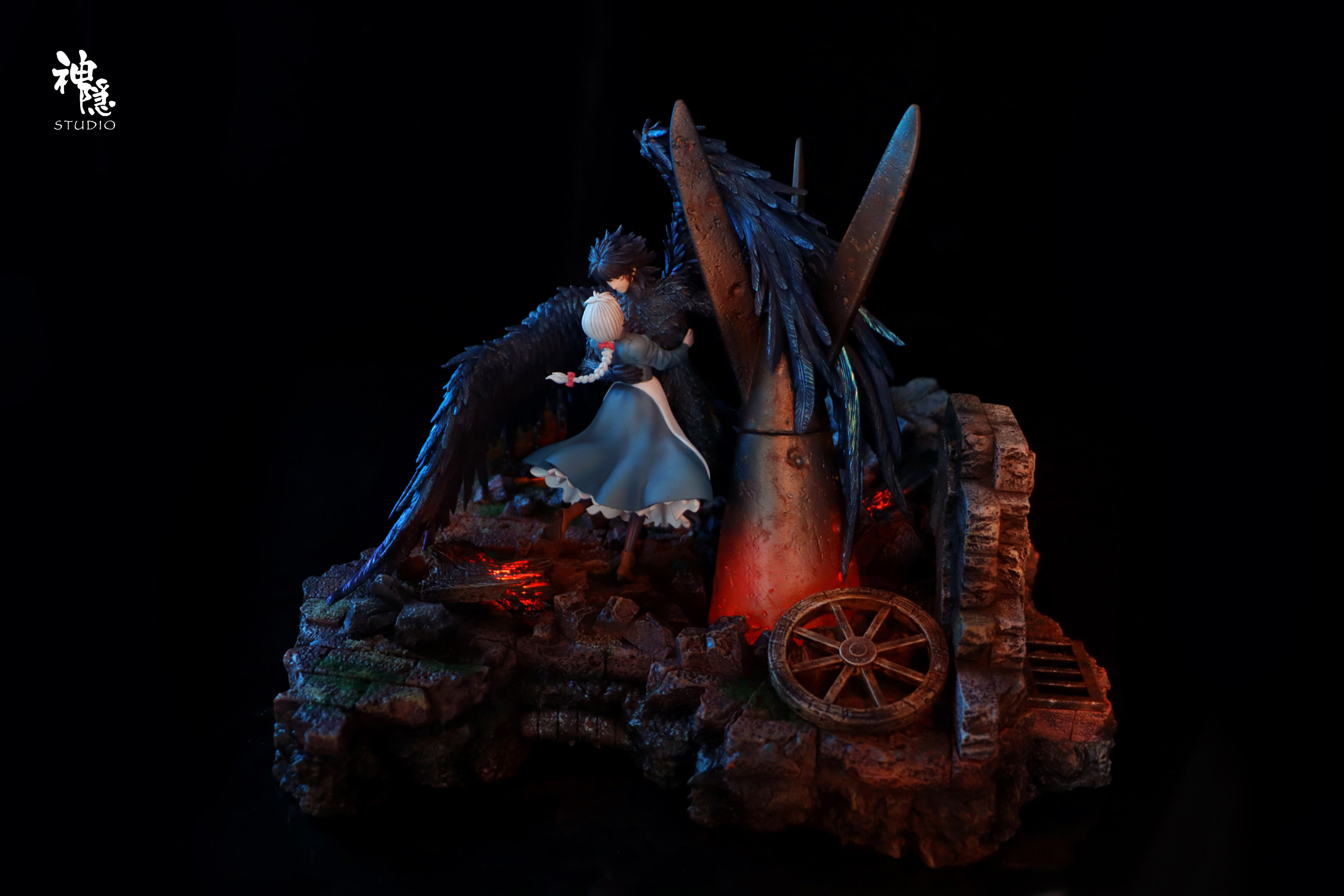 Howl's Moving Castle Silhouette Moments Series Howl & Sophie Embrace Amidst the Flames Statue(GK) -Shen Yin Studio-KWII-GK